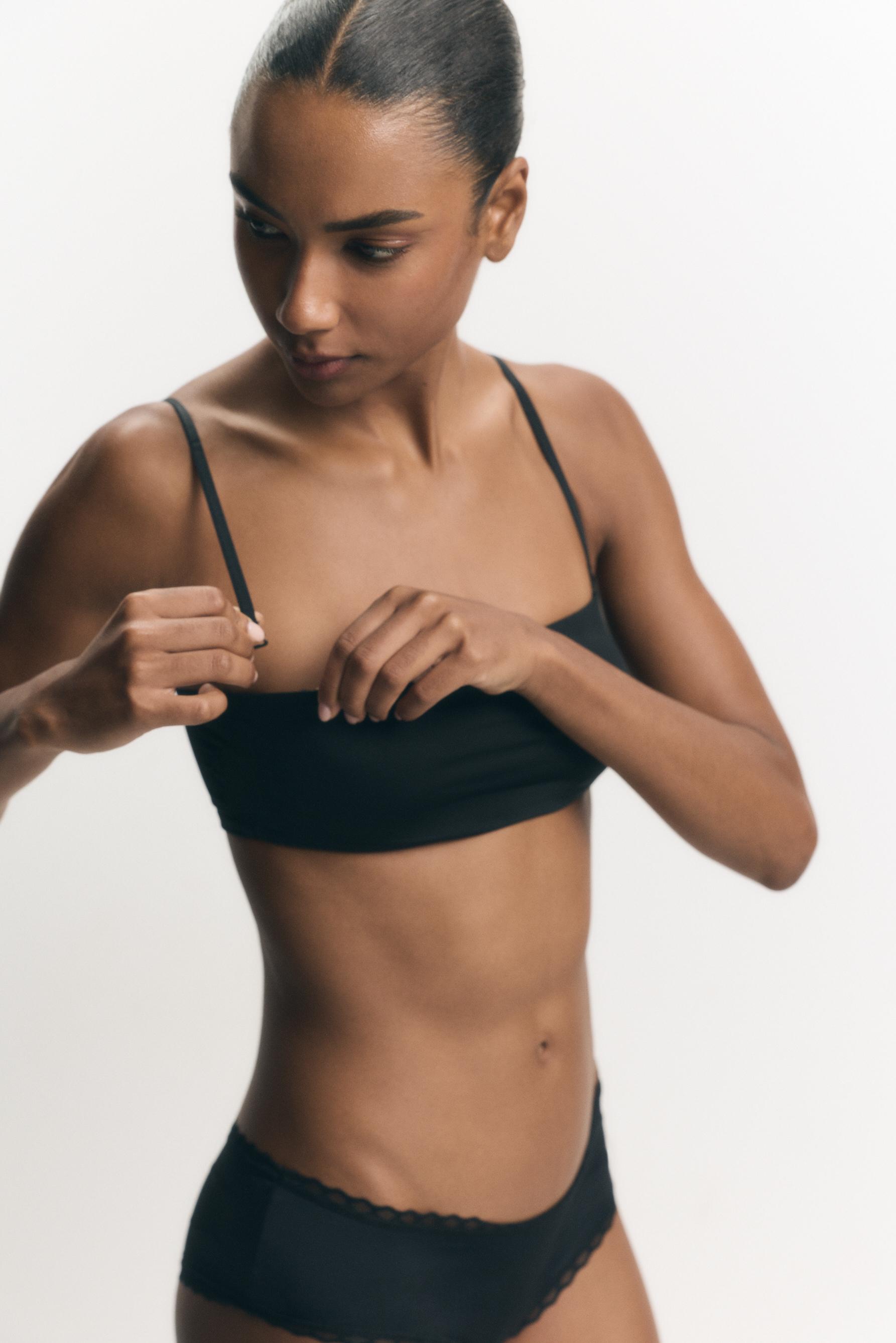 Microfibre multi-way bandeau bra — BLACK