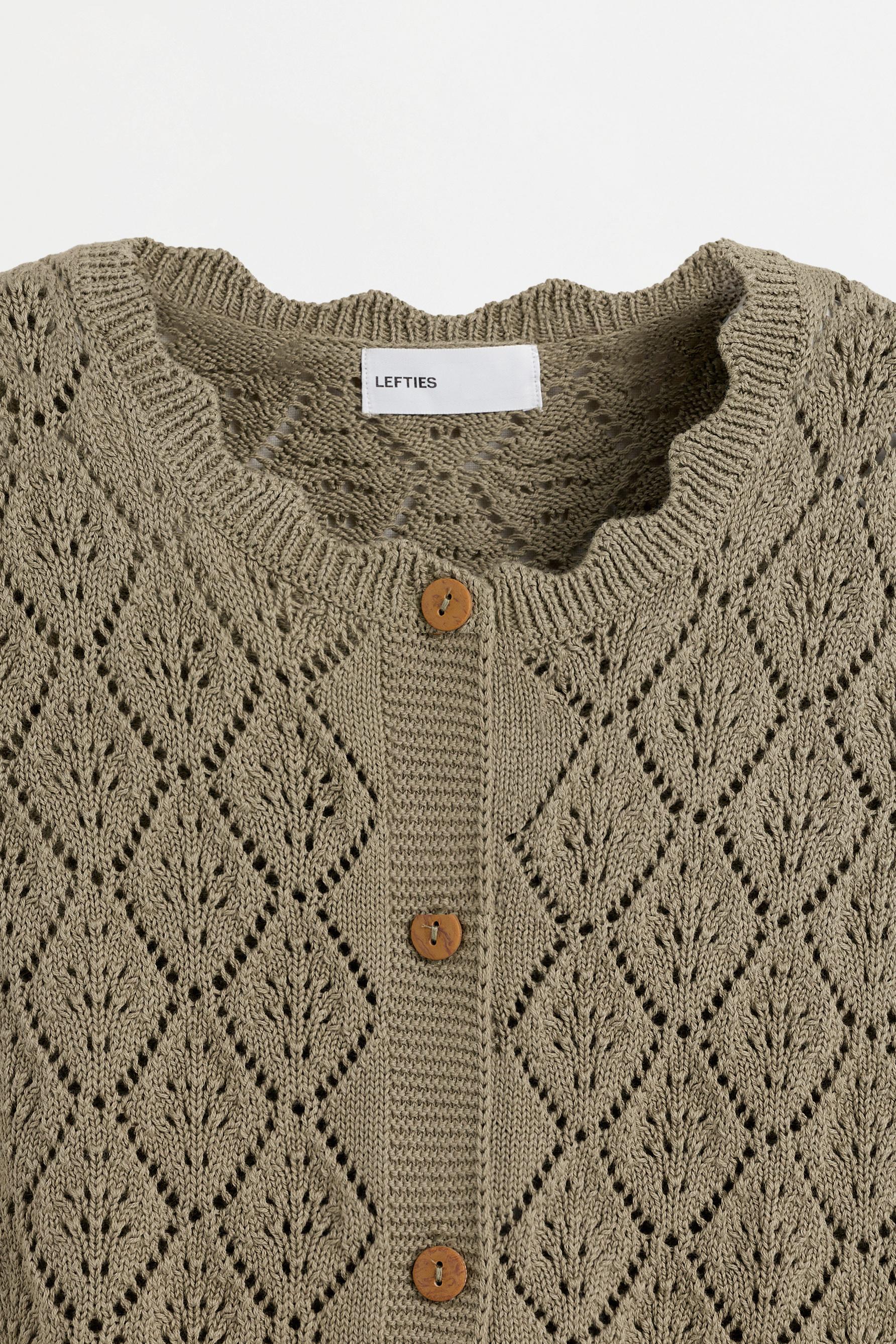 Cutwork knit top — KHAKI