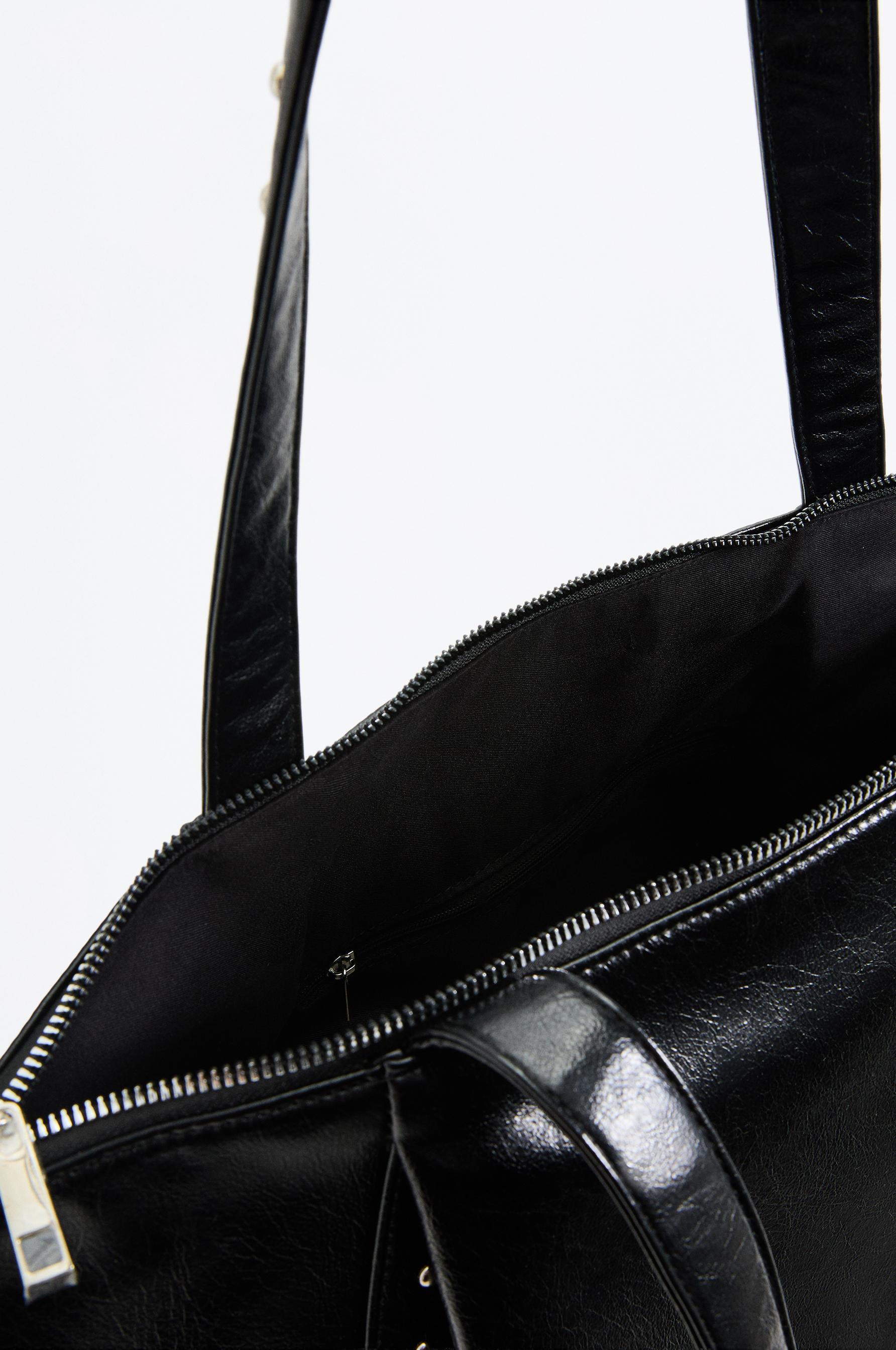 Shopper bag with stud detail — BLACK