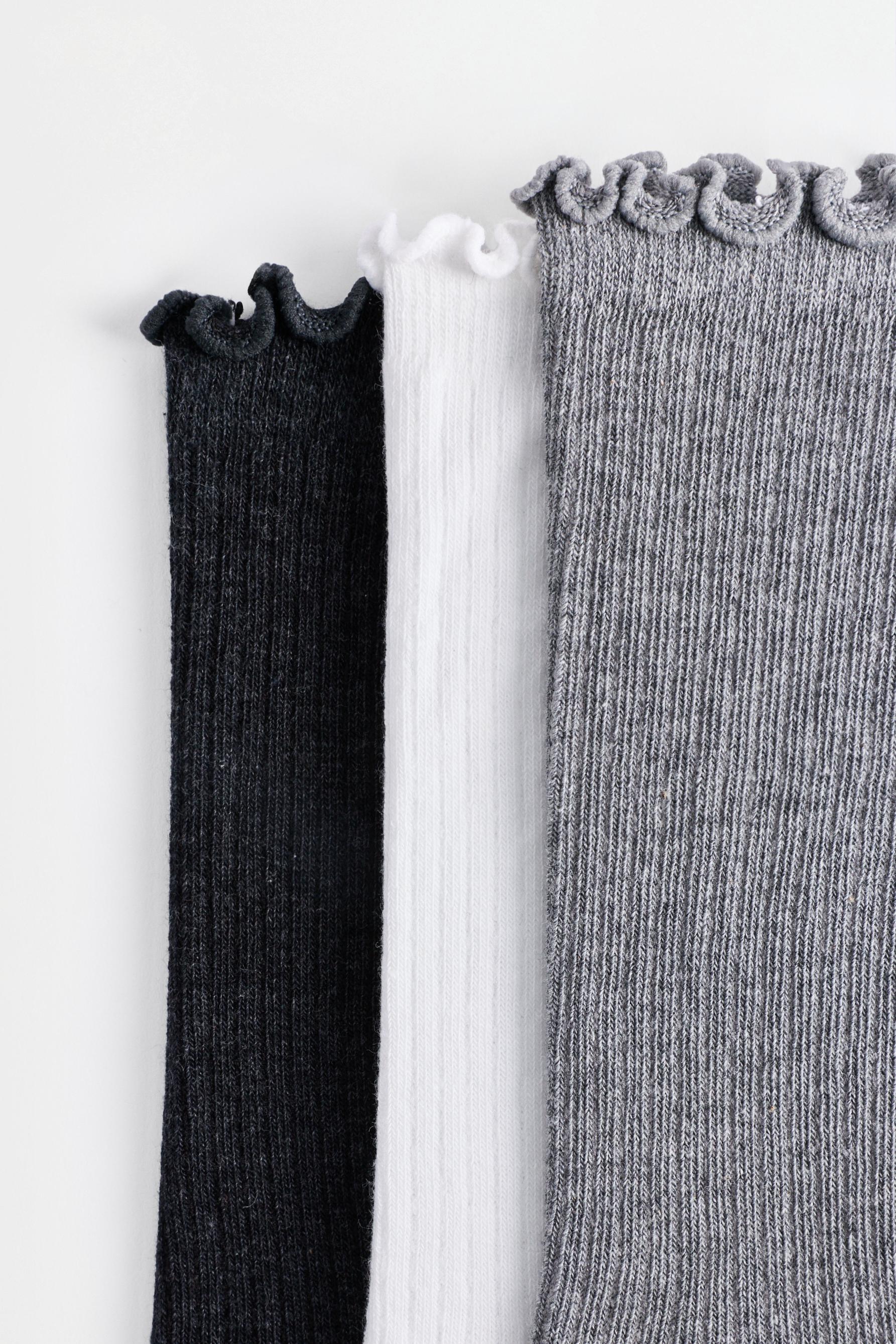 Ribbed long socks (3-pack) — MEDIUM GREY