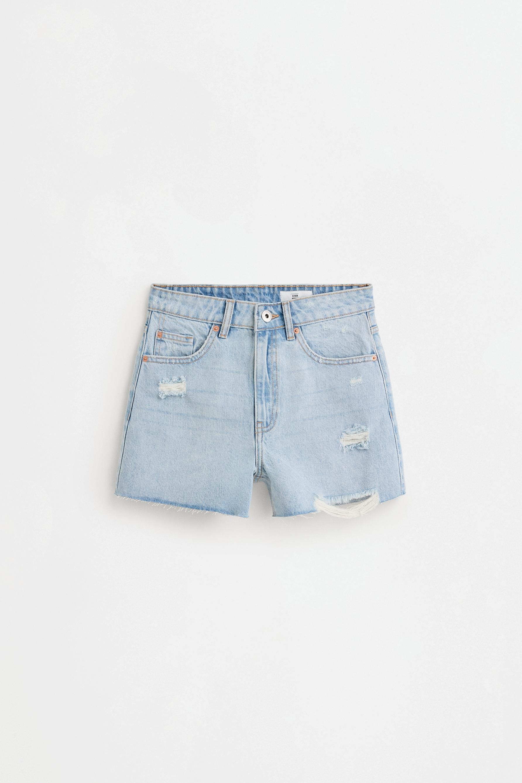 Distressed denim shorts — FADED NAVY