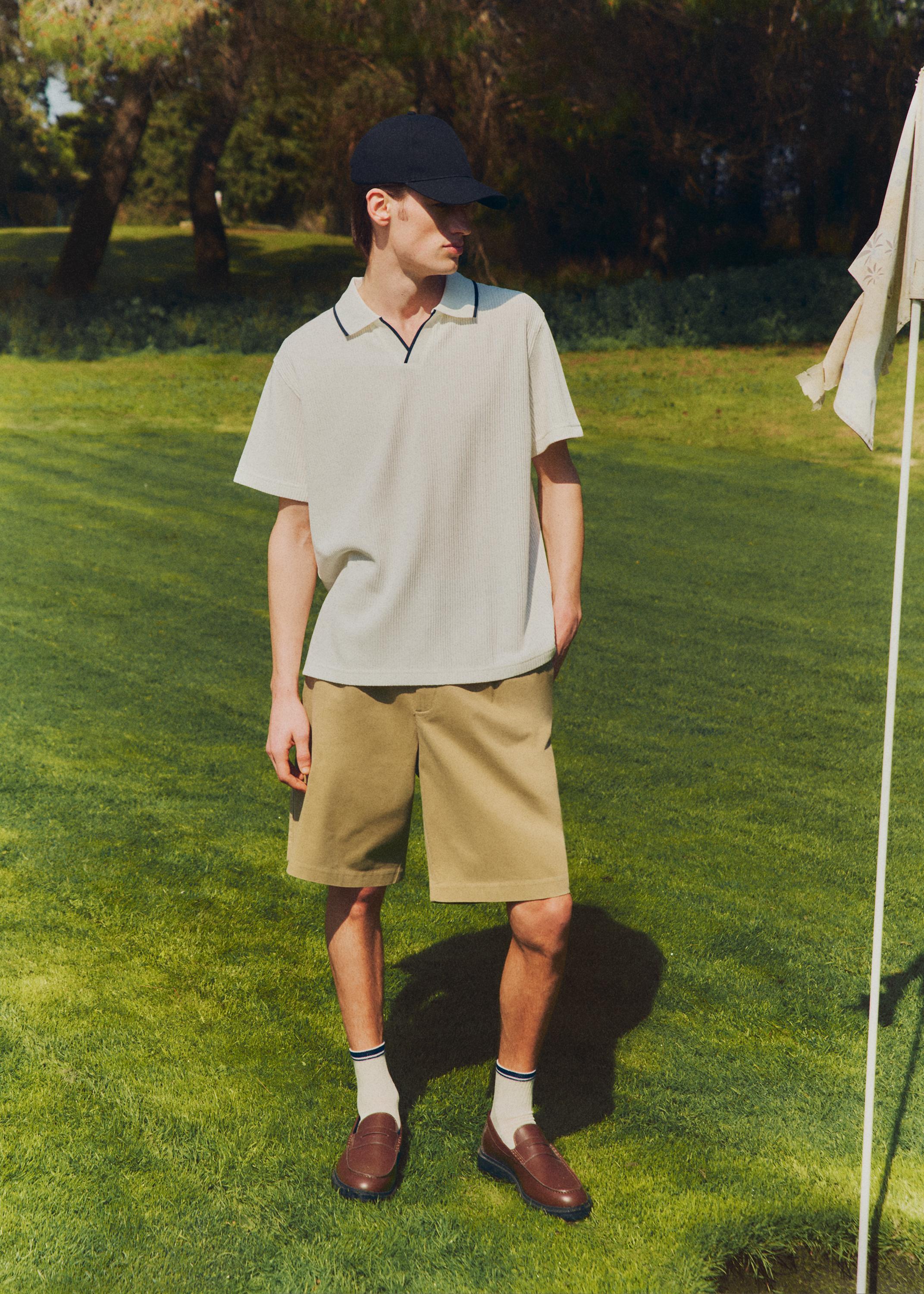 Pleated chino Bermuda shorts — SAND