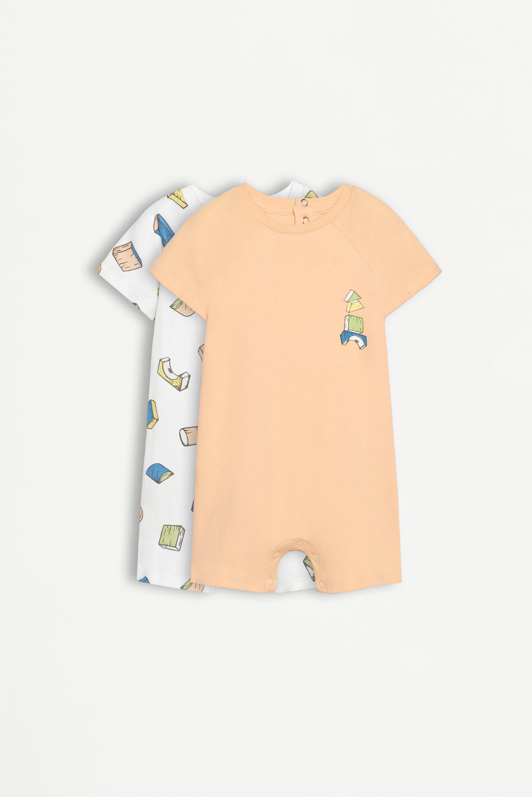 Pack of 2 short one-piece sleepsuits — ORANGE