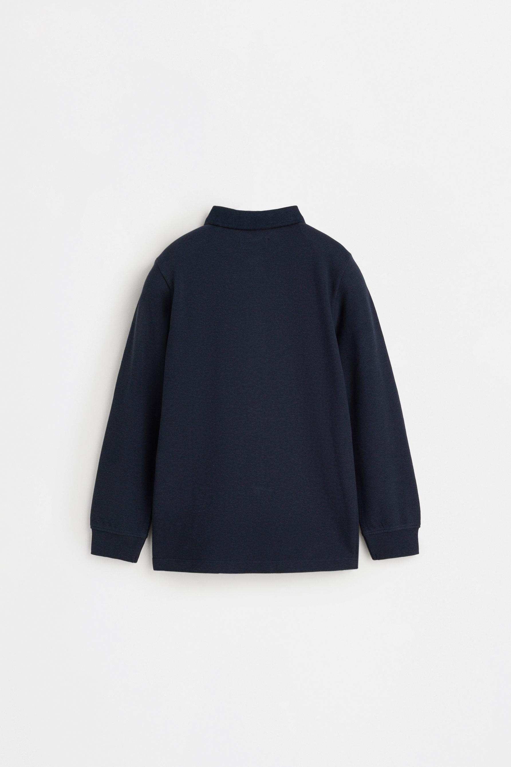Basic long sleeve polo shirt — NAVY