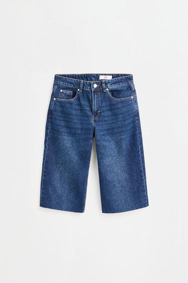 Slim fit wide-leg denim Bermuda shorts — DARK INDIGO 6