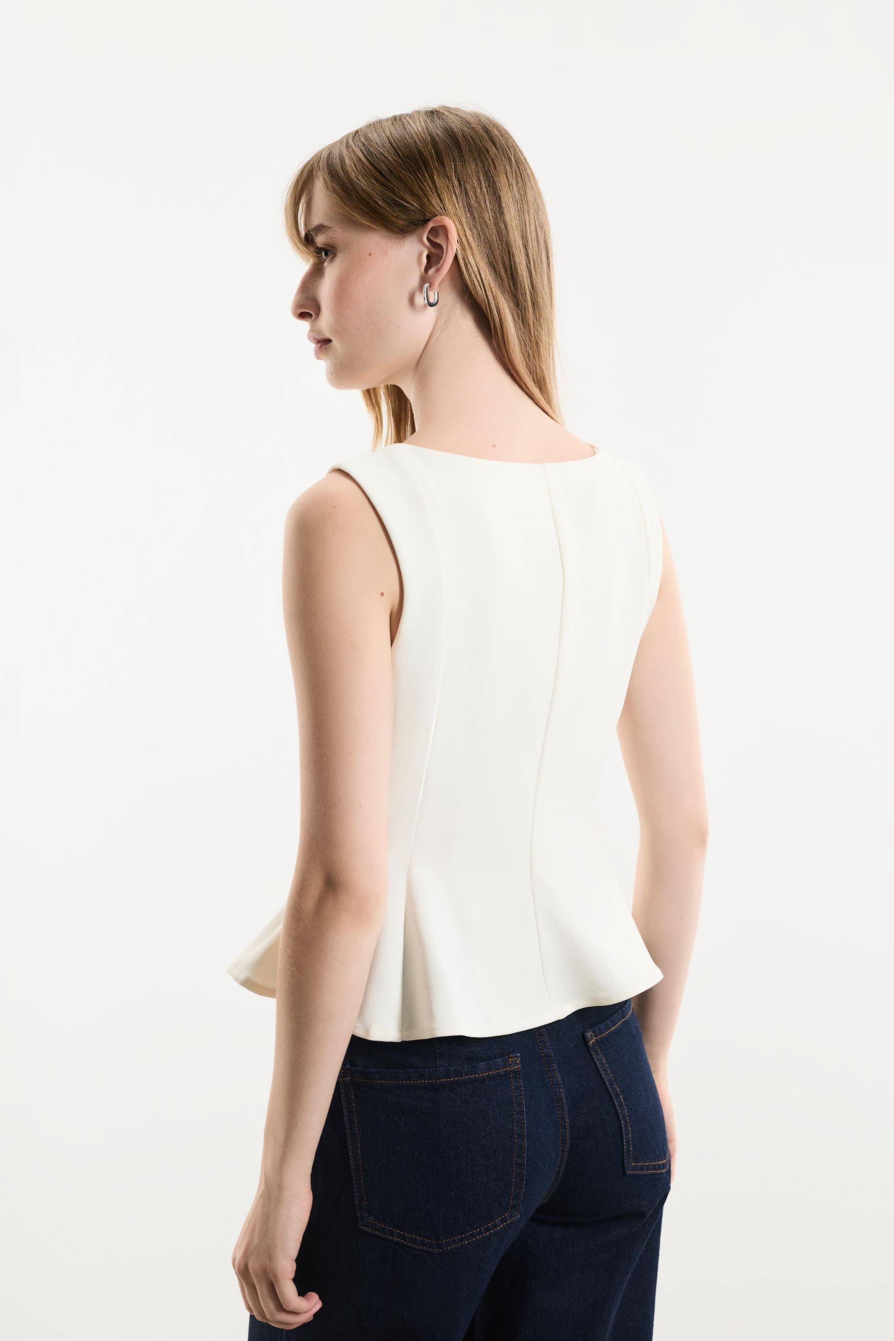 Sweetheart peplum top — OFF WHITE