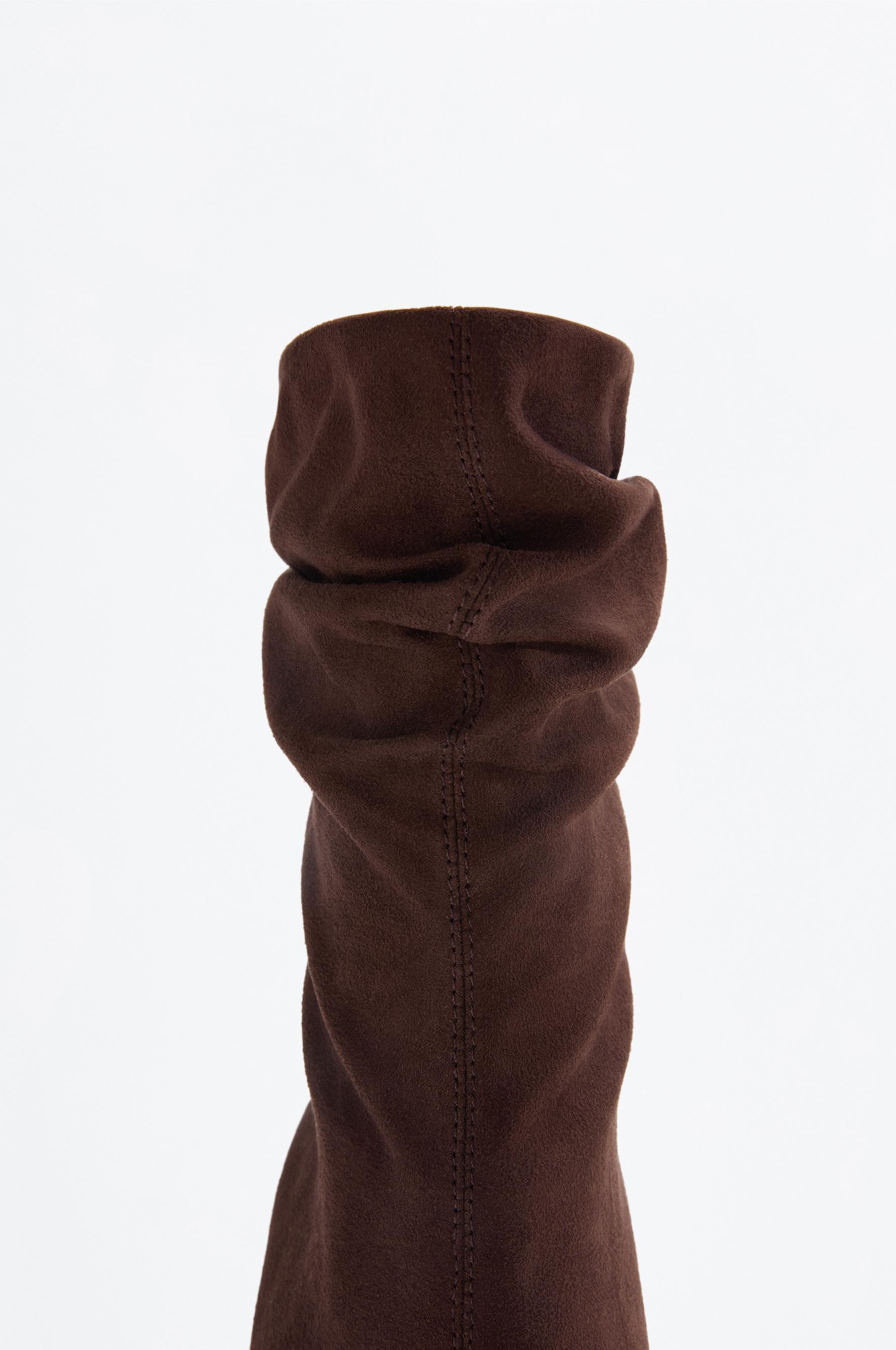 Faux suede heeled boot — BROWN