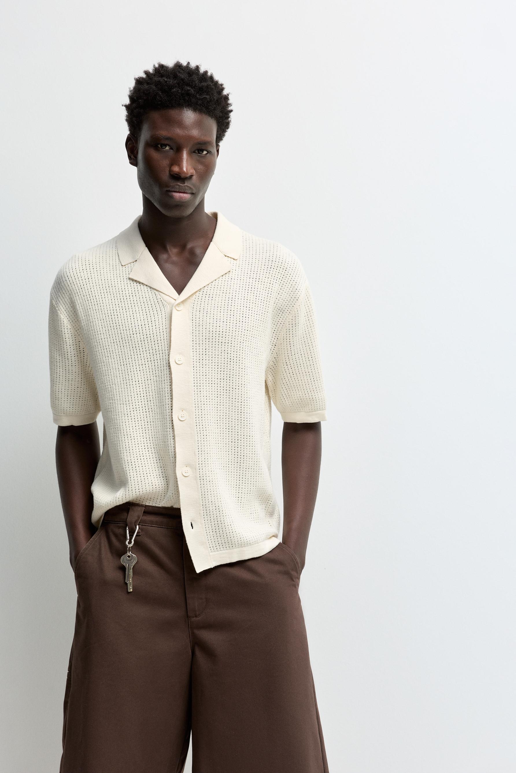 Cutwork knit shirt — OFF WHITE