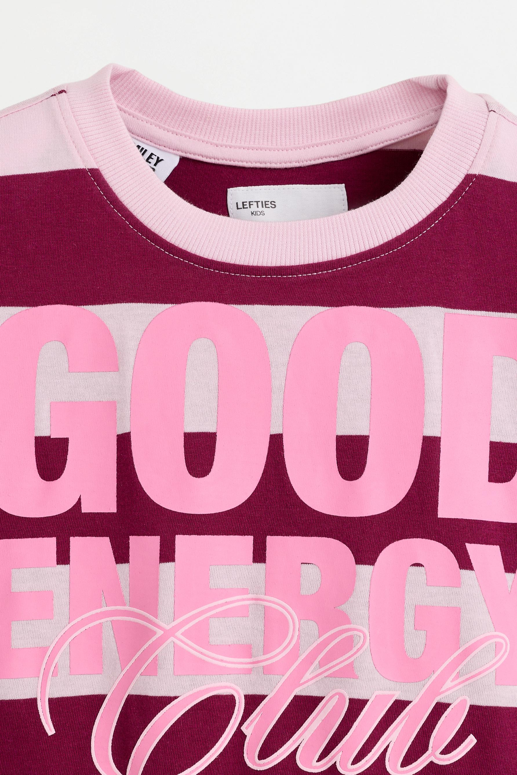 SmileyWorld® striped T-shirt — DARK PINK