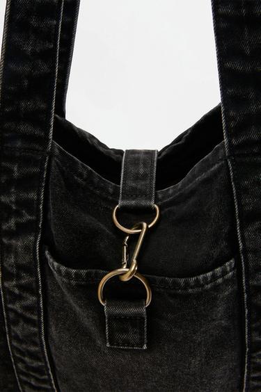Denim shopper bag — BLACK 4