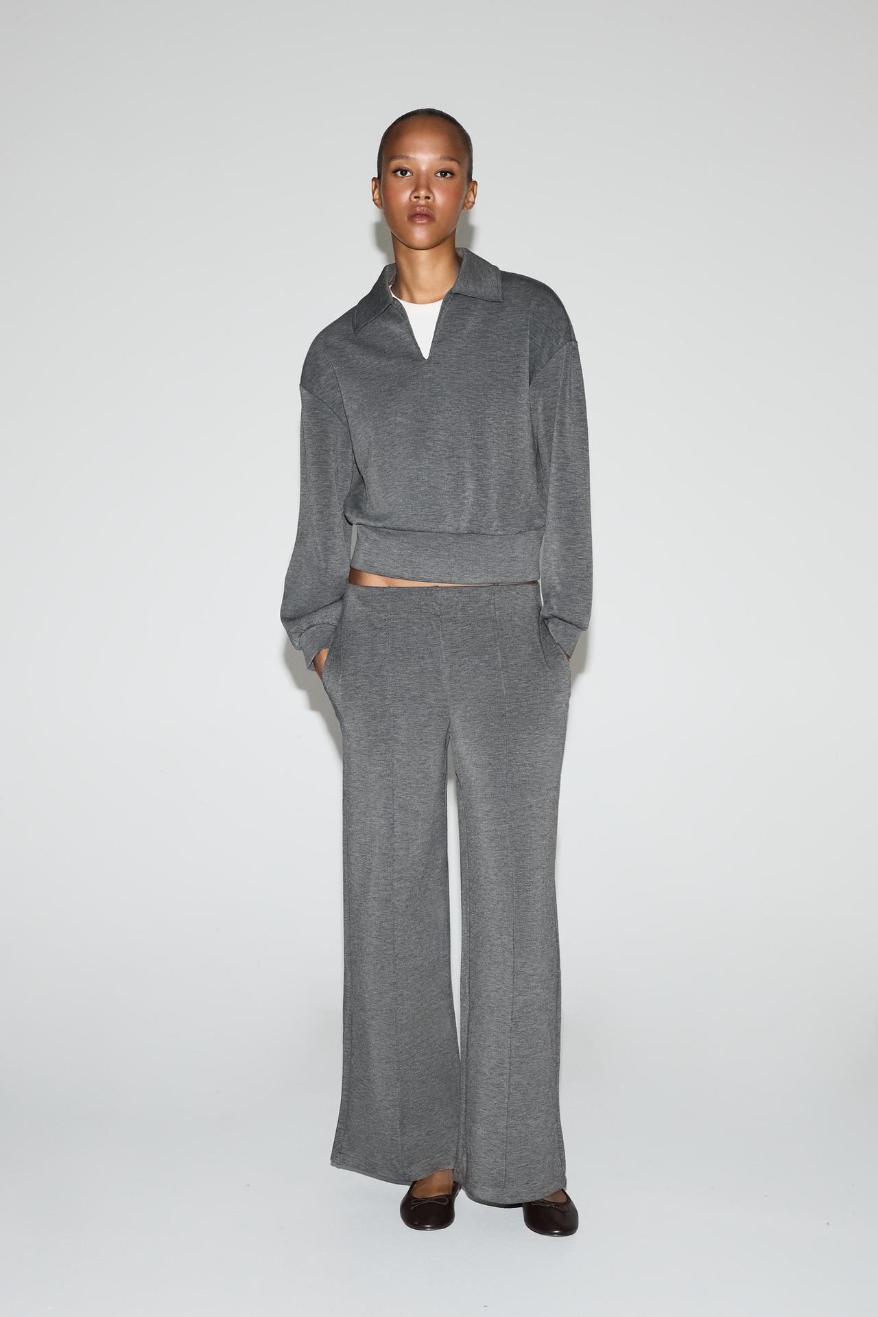 Wide-leg trousers with vertical seams — ANTHRACITE GREY