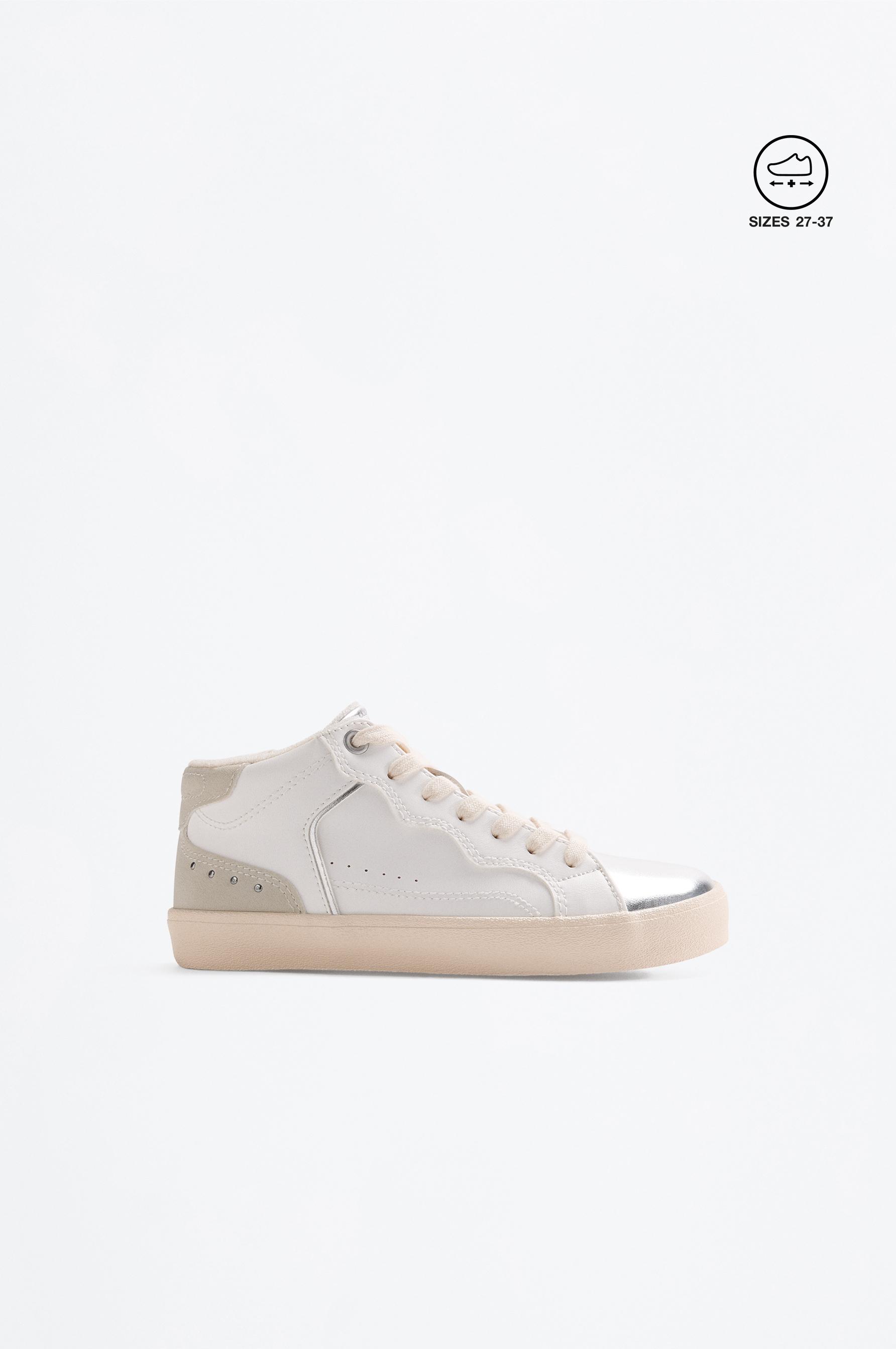 Ankle sneaker with rhinestones — WHITE