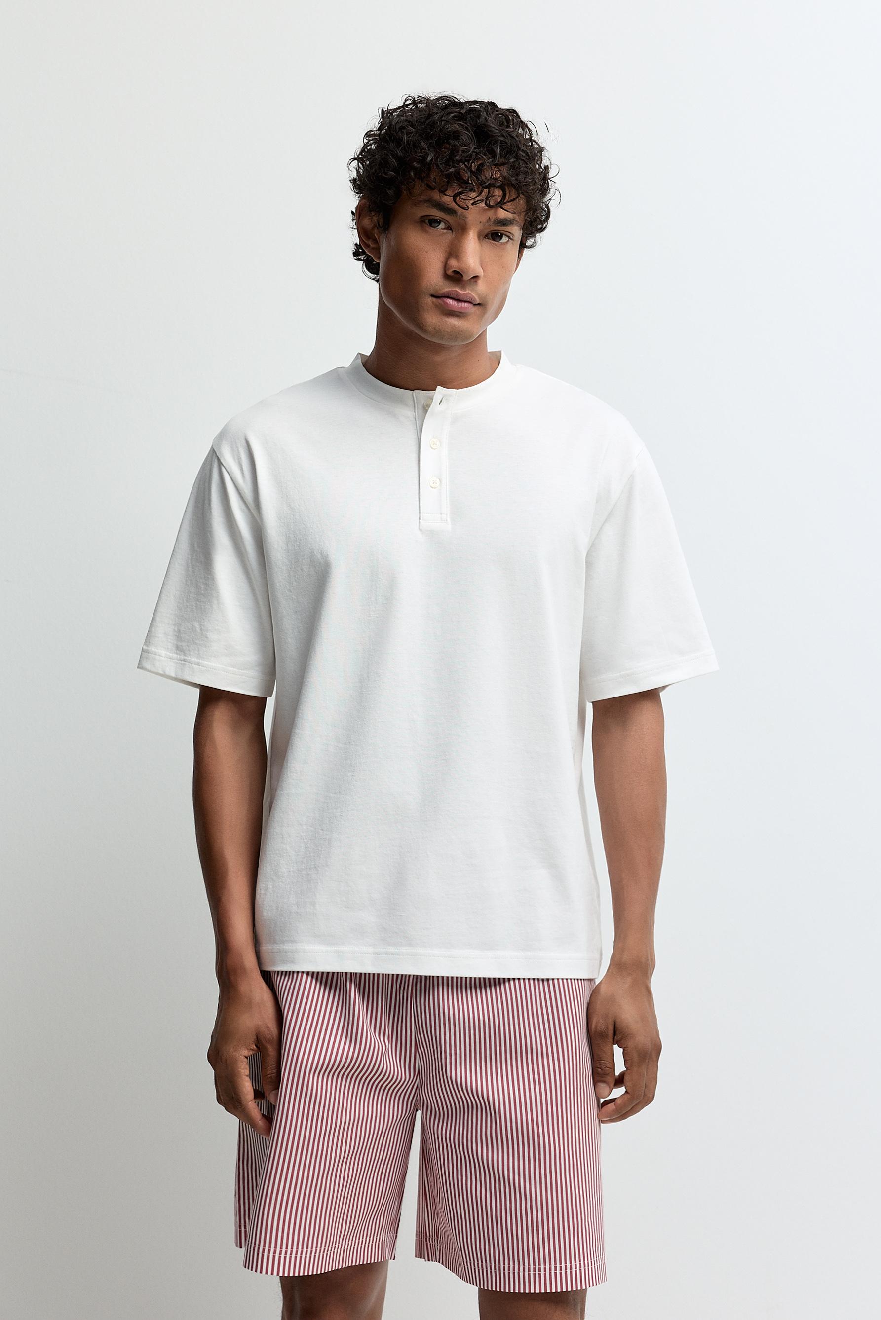Short henley pyjamas — OFF WHITE