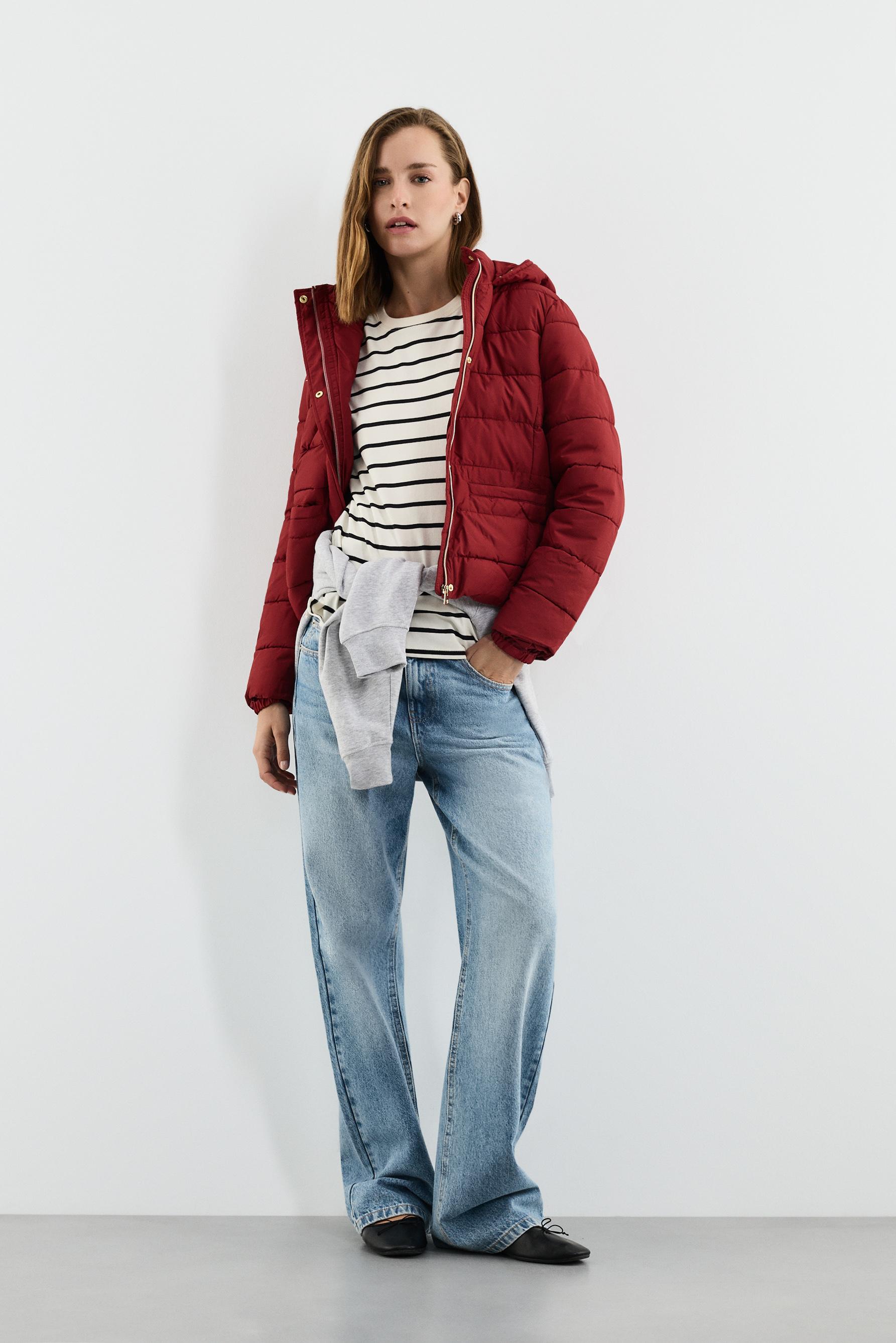Quilted hooded jacket — BRIGHT RED