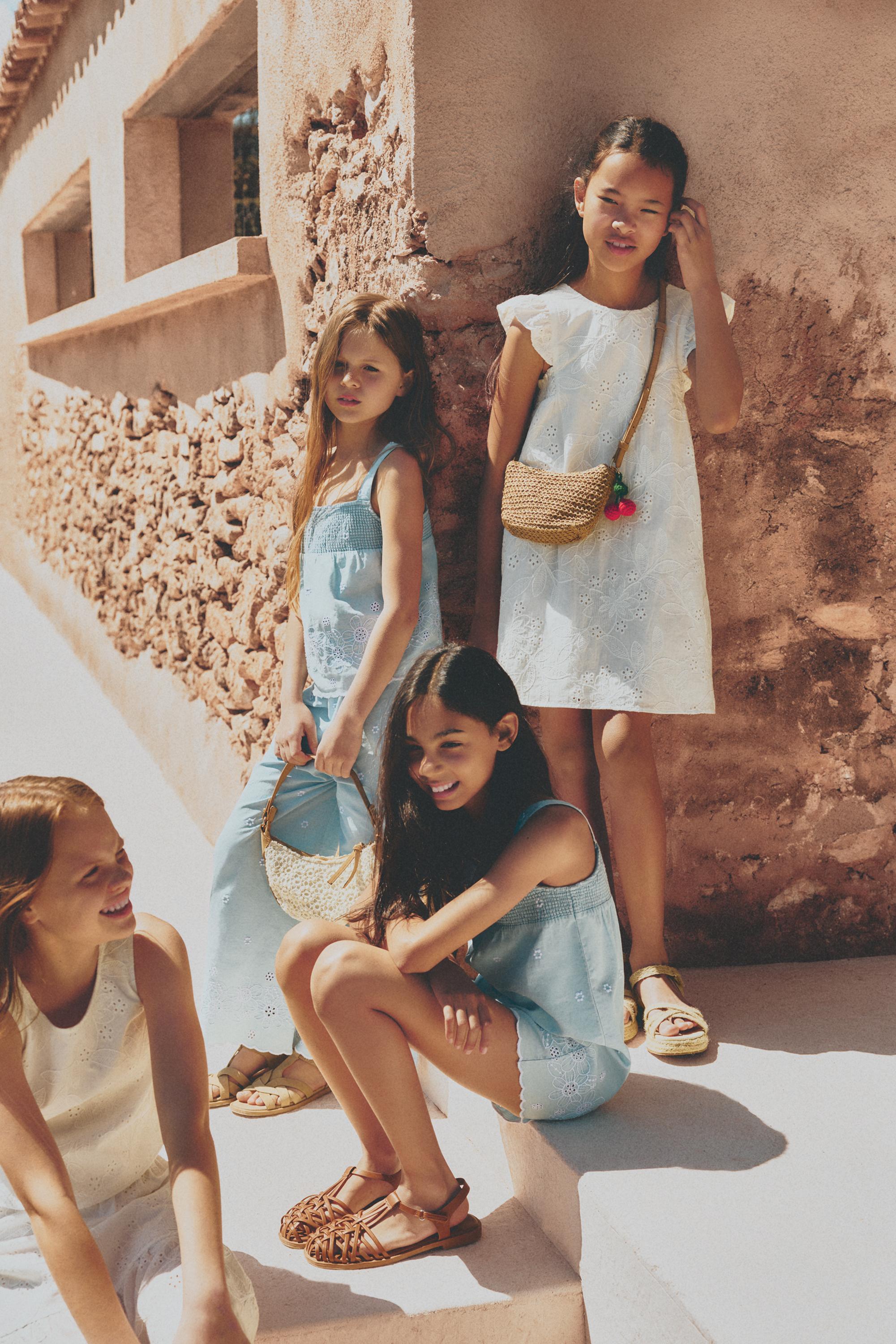 Embroidered denim dungarees — PALE BLUE