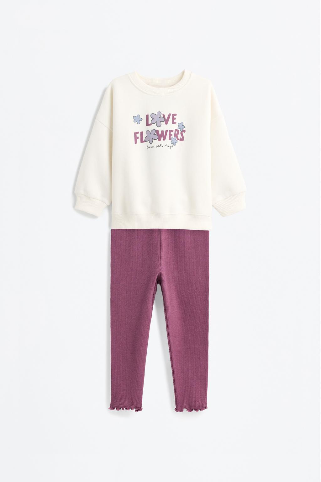 Printed sweatshirt and ribbed leggings co-ord