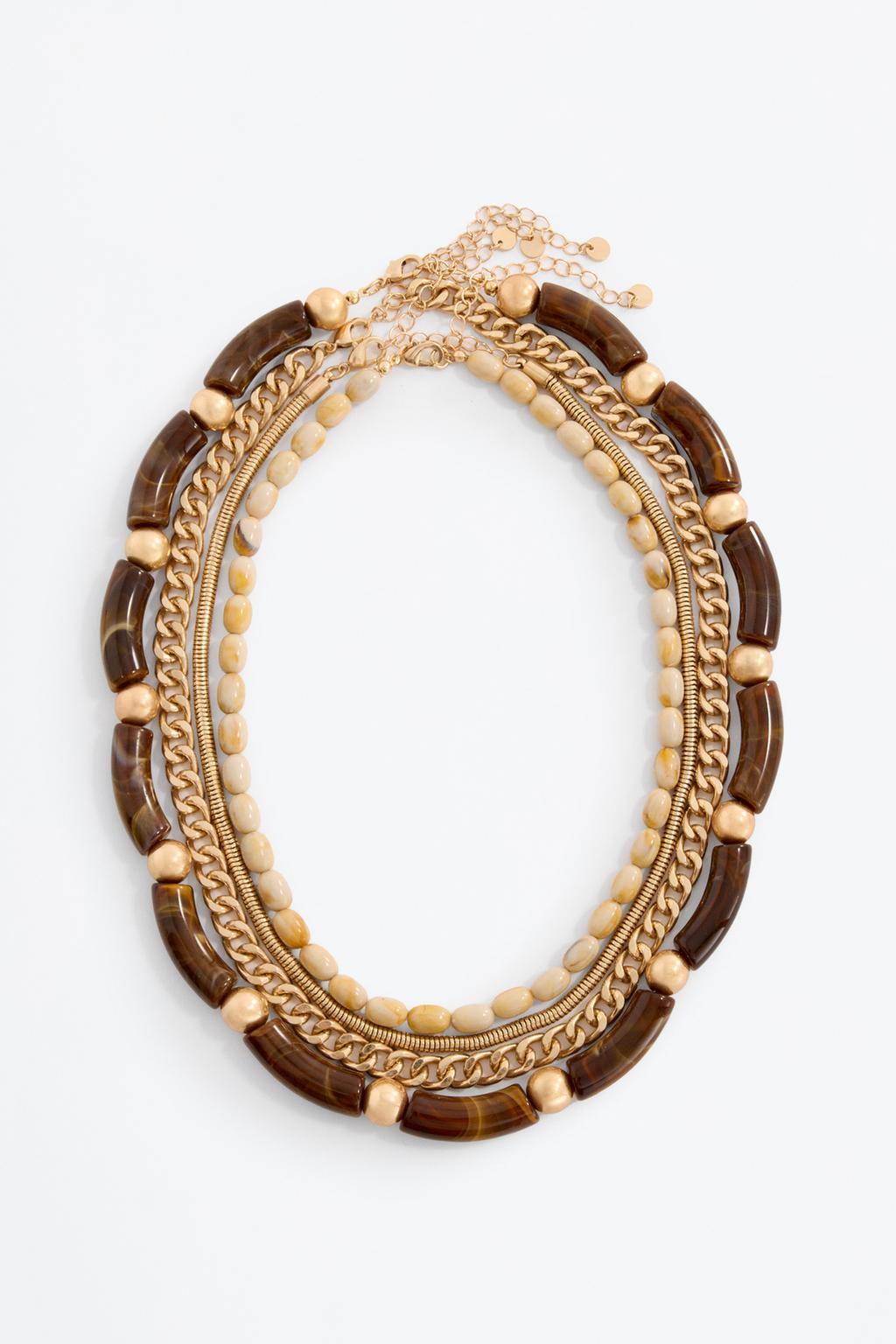 Mixed multi-strand necklace