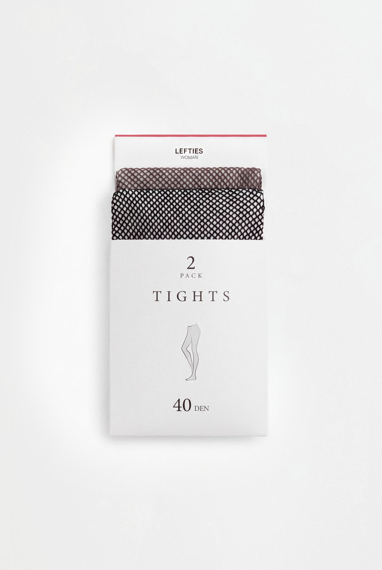 Basic mesh tights (2-pack) — BLACK