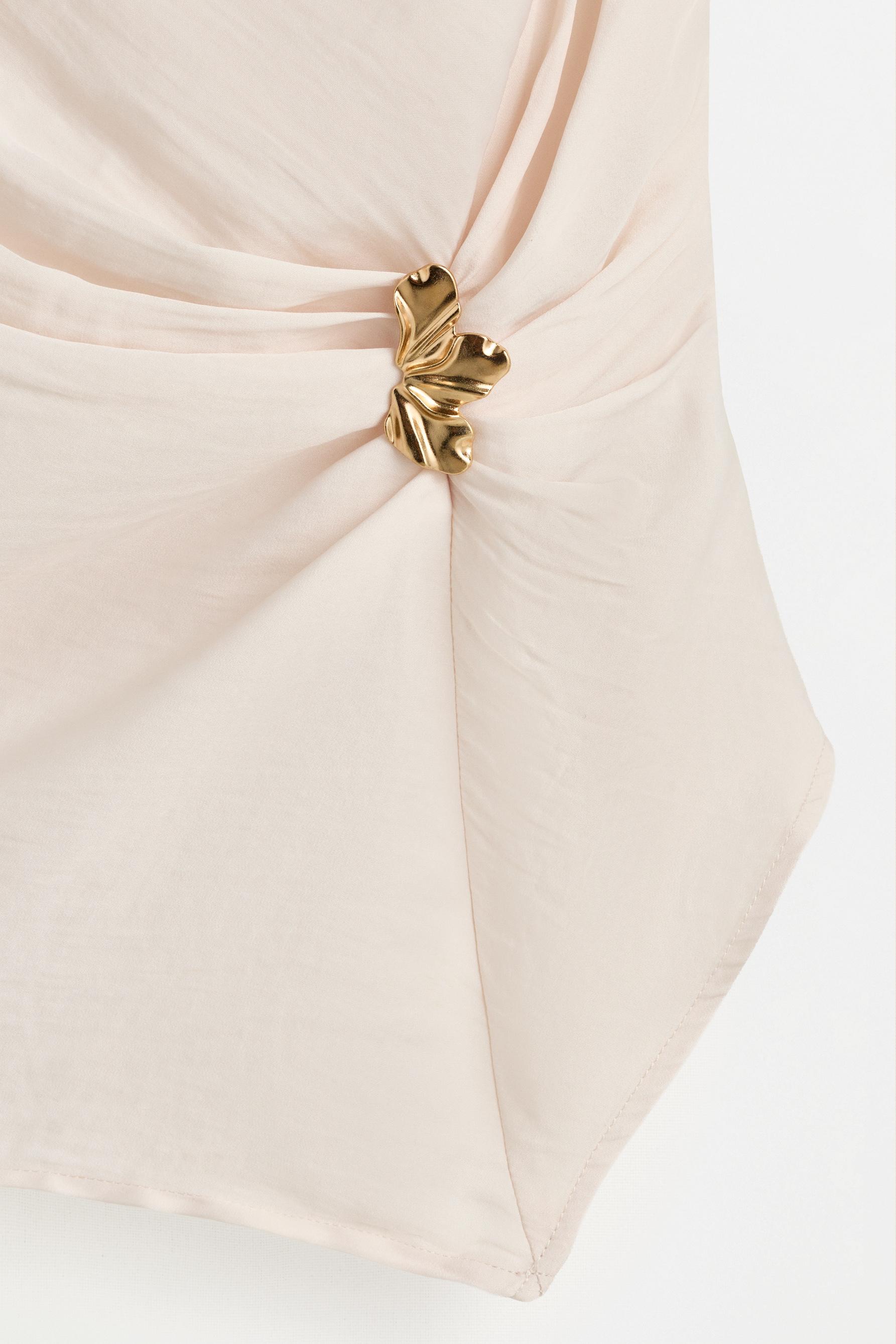 Jewel satin top — CREAM