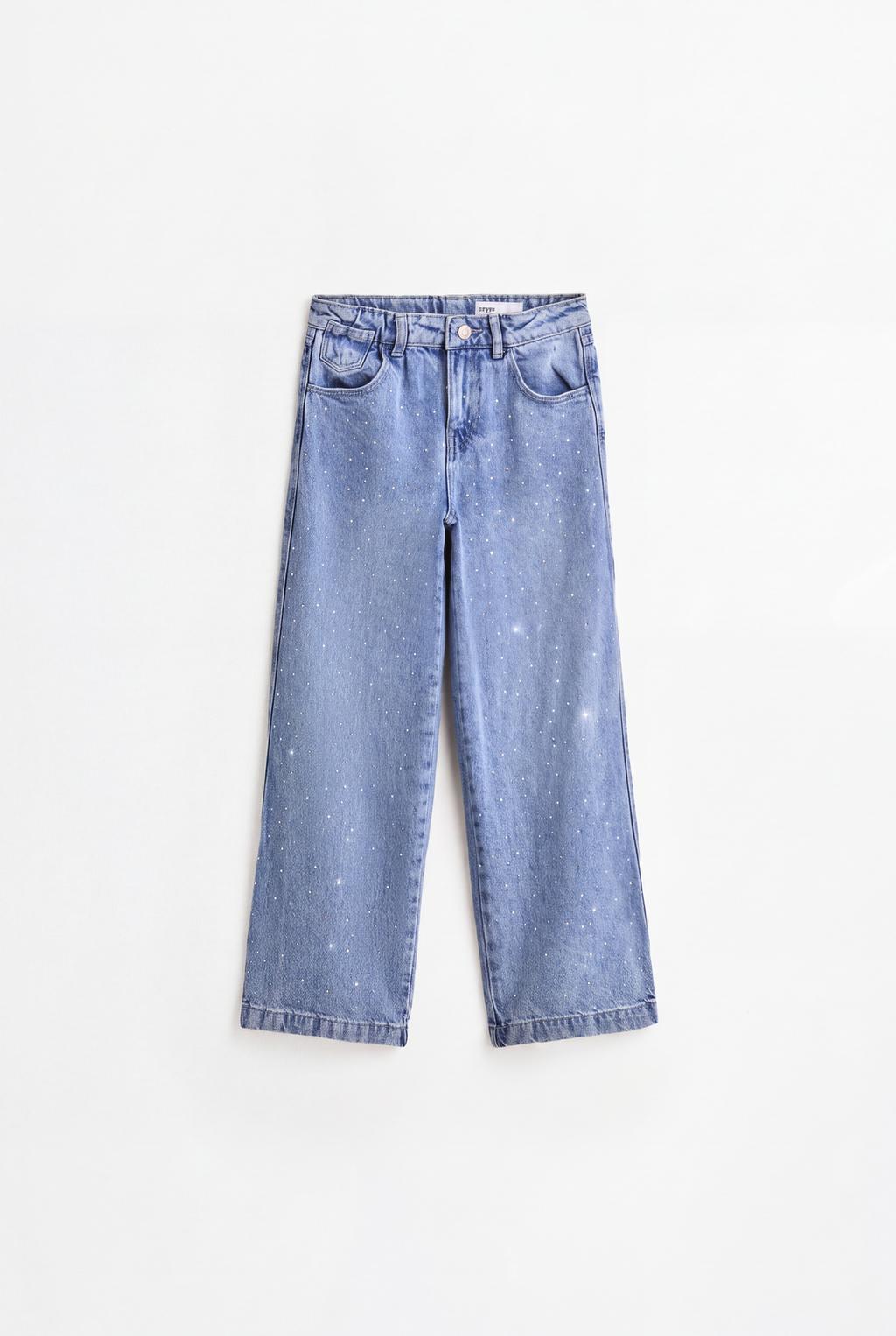 Wide-leg jeans with rhinestones