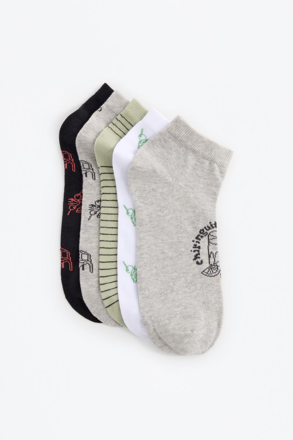 5-pack of contrast ankle socks