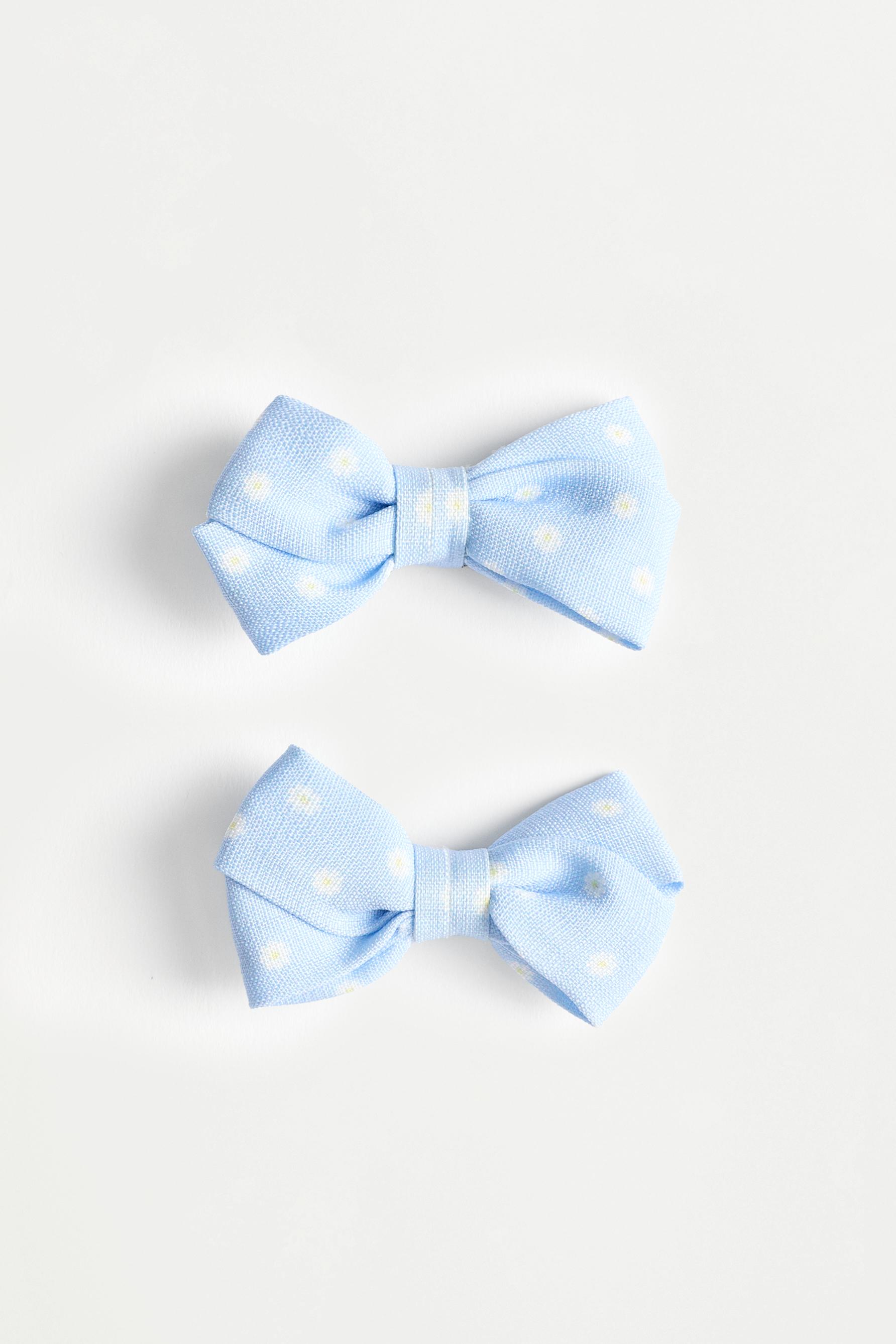 Floral bow hair clips (2-pack) — SKY BLUE