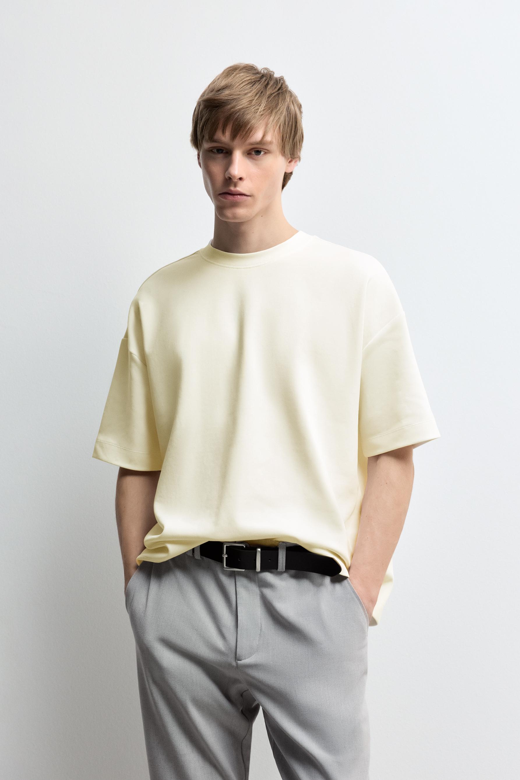Interlock neoprene-effect T-shirt — OFF WHITE