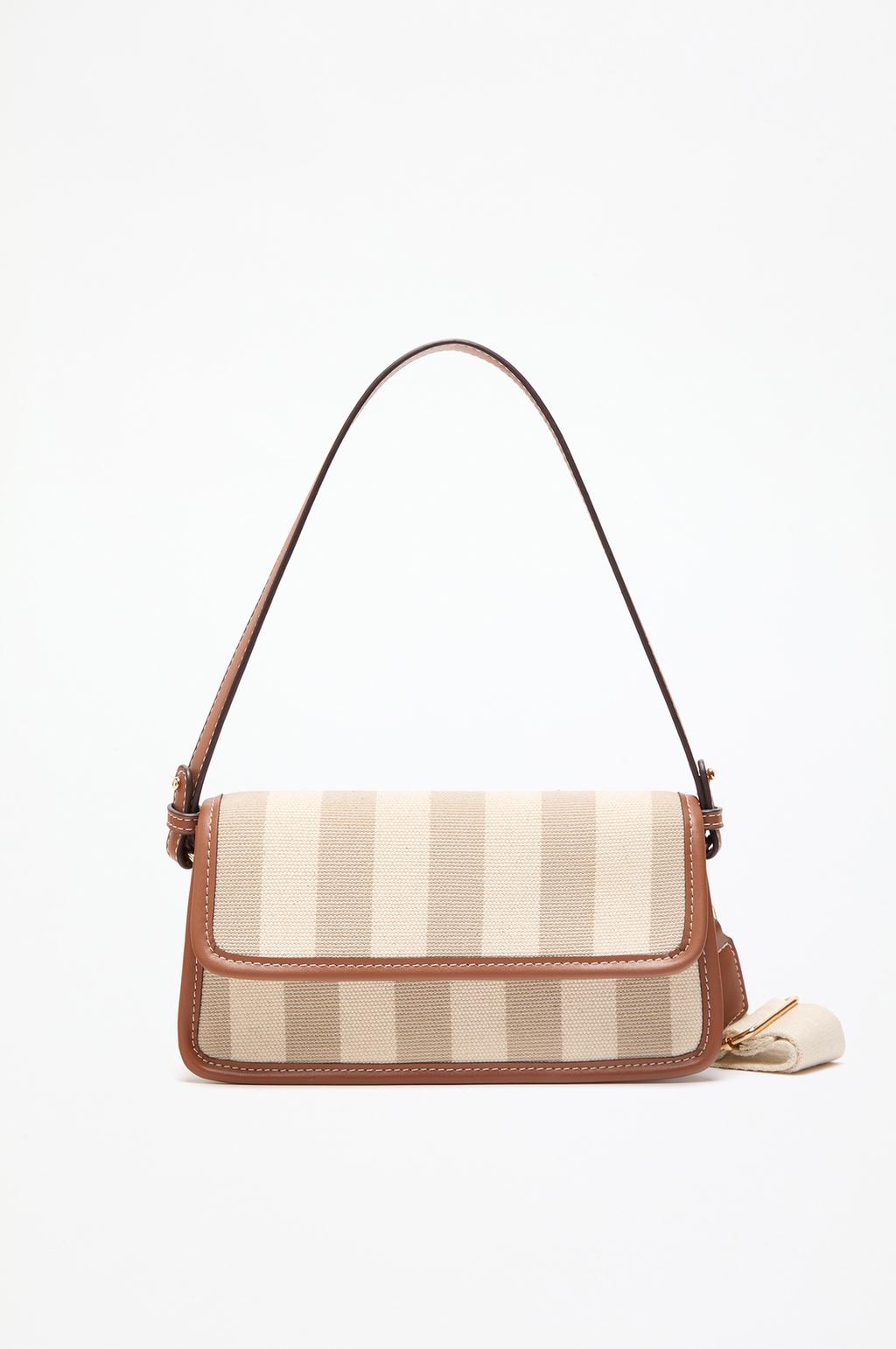 Striped canvas crossbody bag