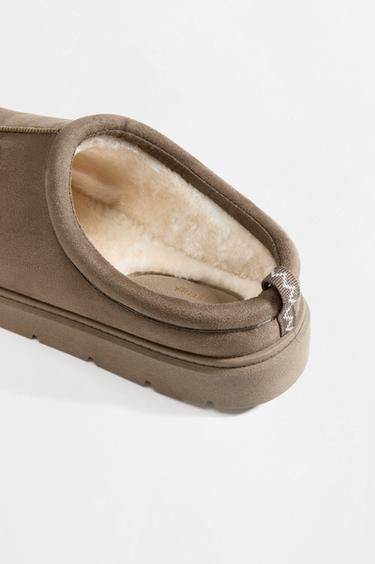 Lined clog shoe — BROWN 4