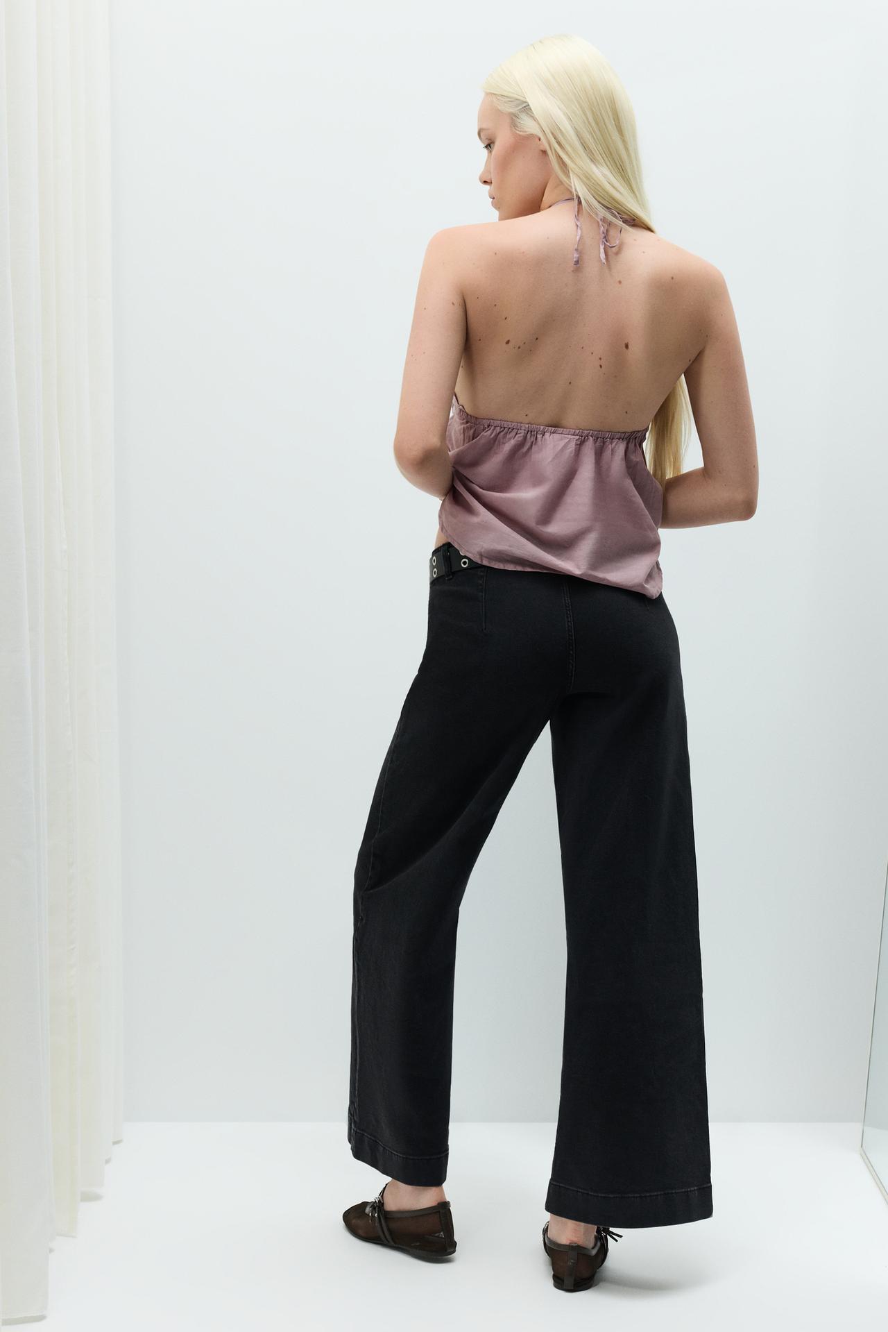 Culotte pocket jeans — BLACK