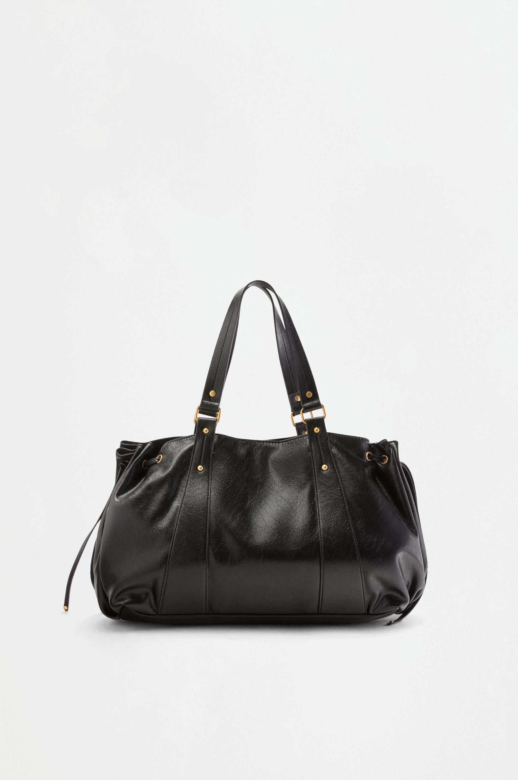 Ruched shopper bag — BLACK