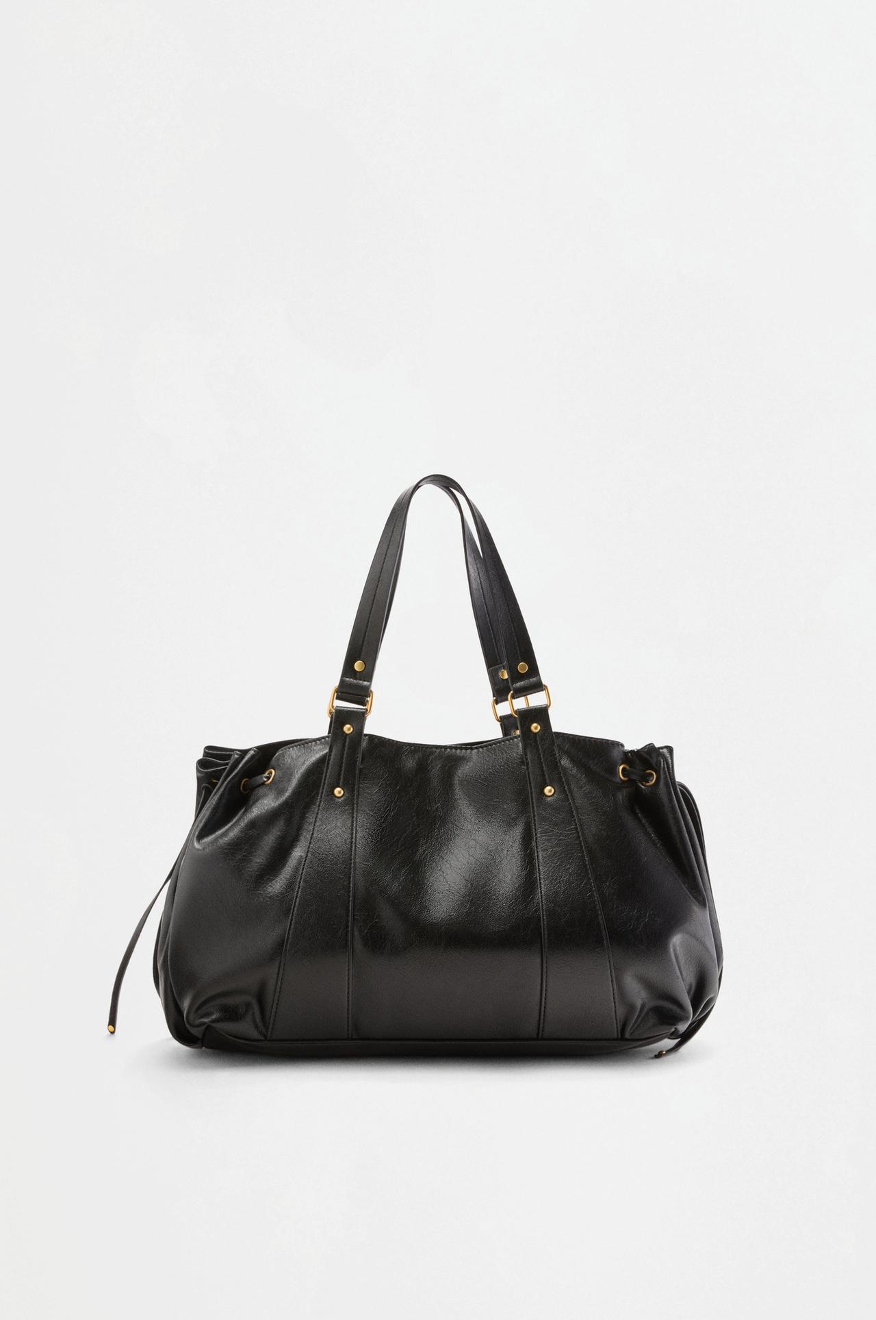 Ruched shopper bag — BLACK