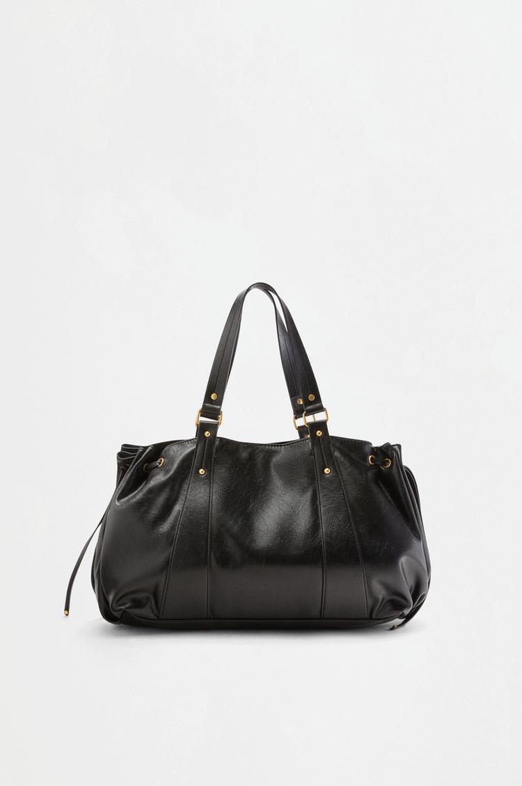 Ruched shopper bag — BLACK