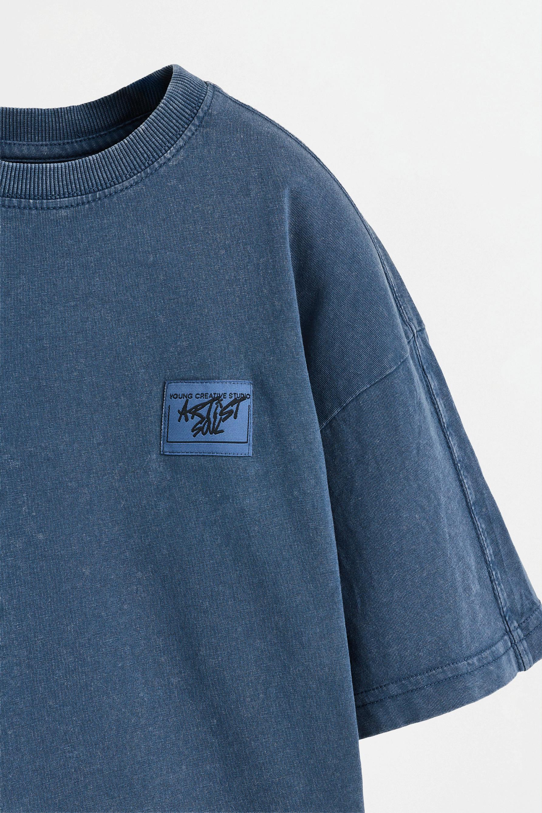 Washed-effect T-shirt and Bermuda shorts set — NAVY