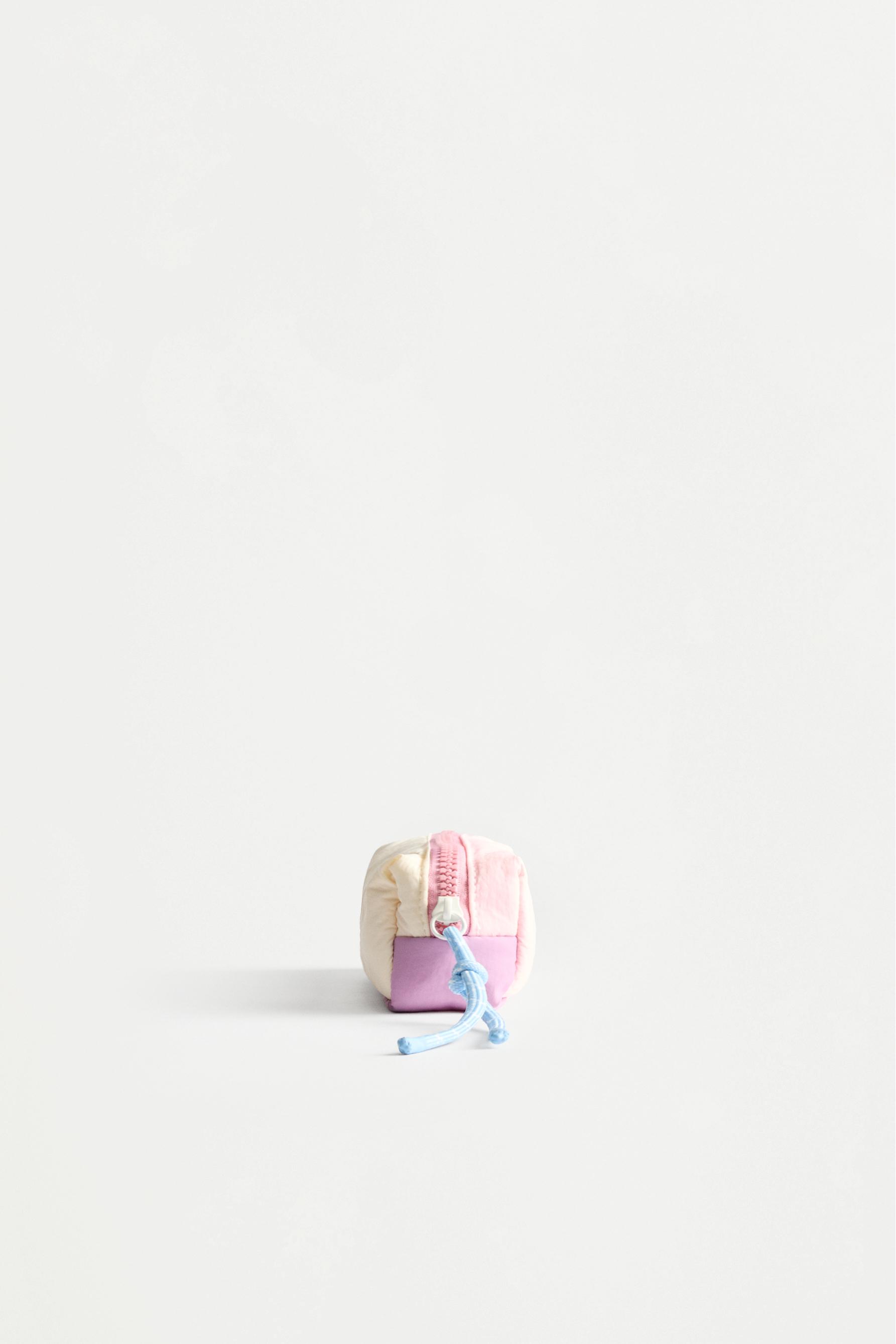 Padded color-block pencil case — PASTEL PINK