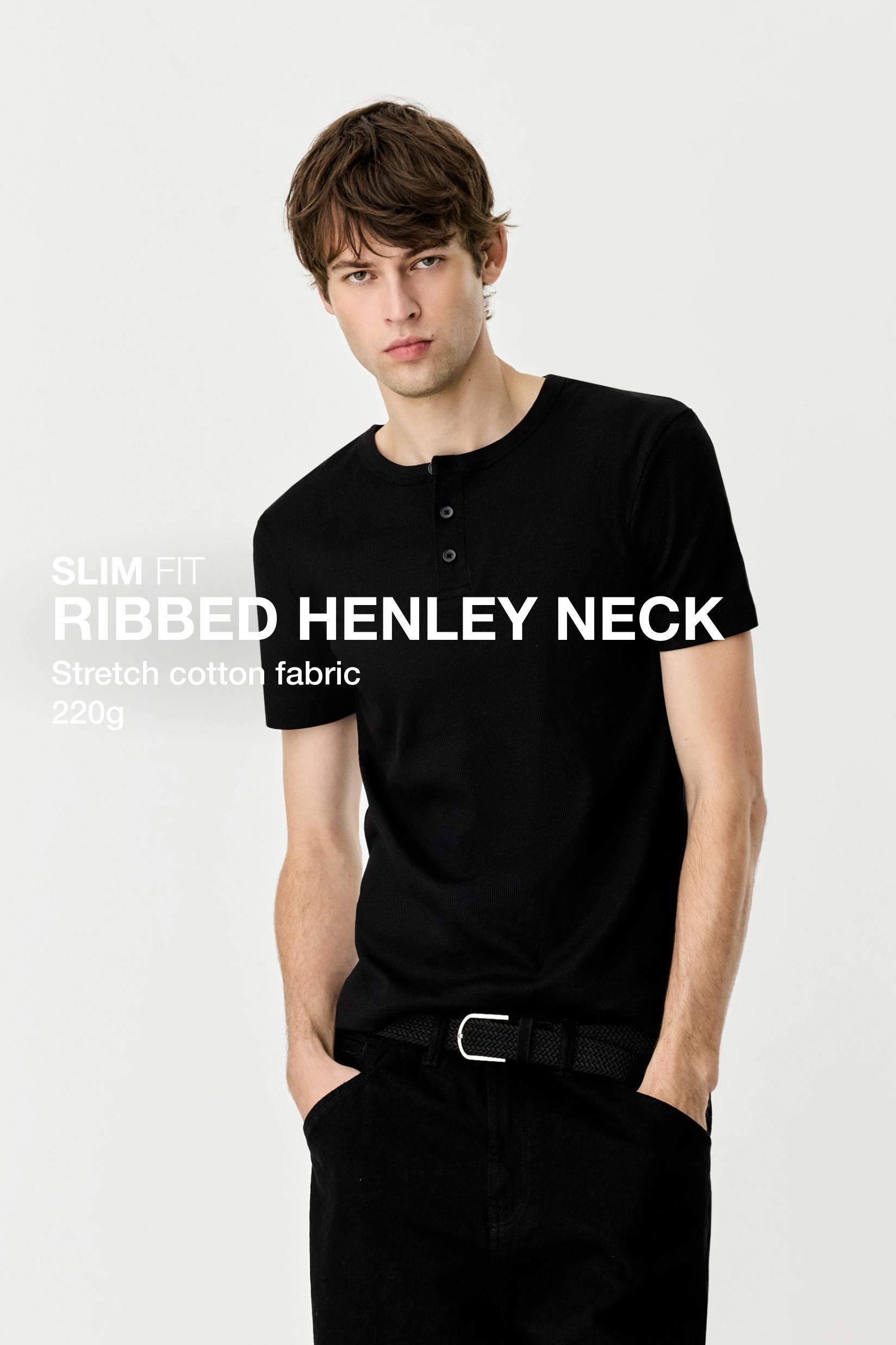 Henley T-shirt — BLACK