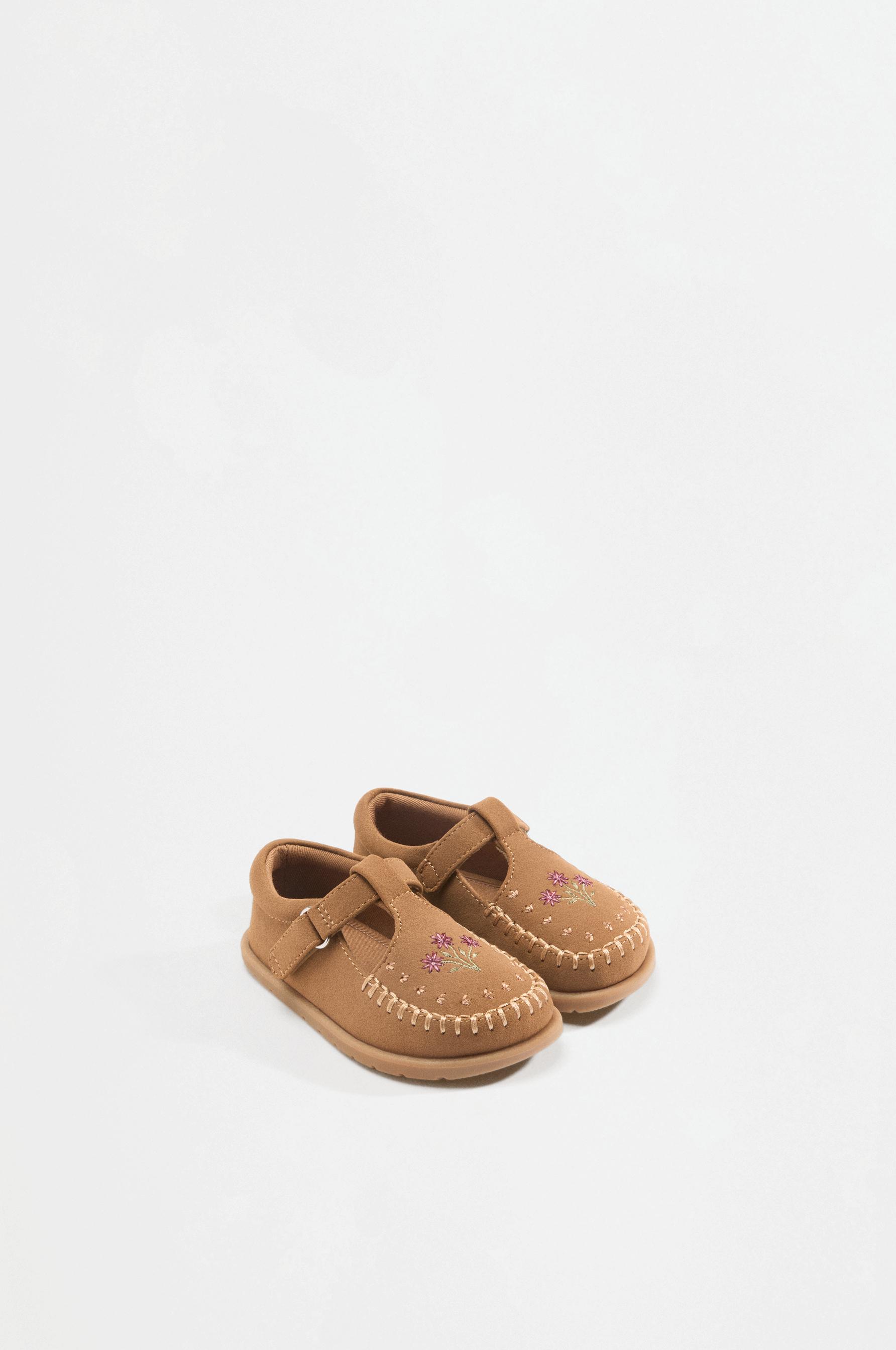 Barefoot faux suede topstitched shoes — LEATHER