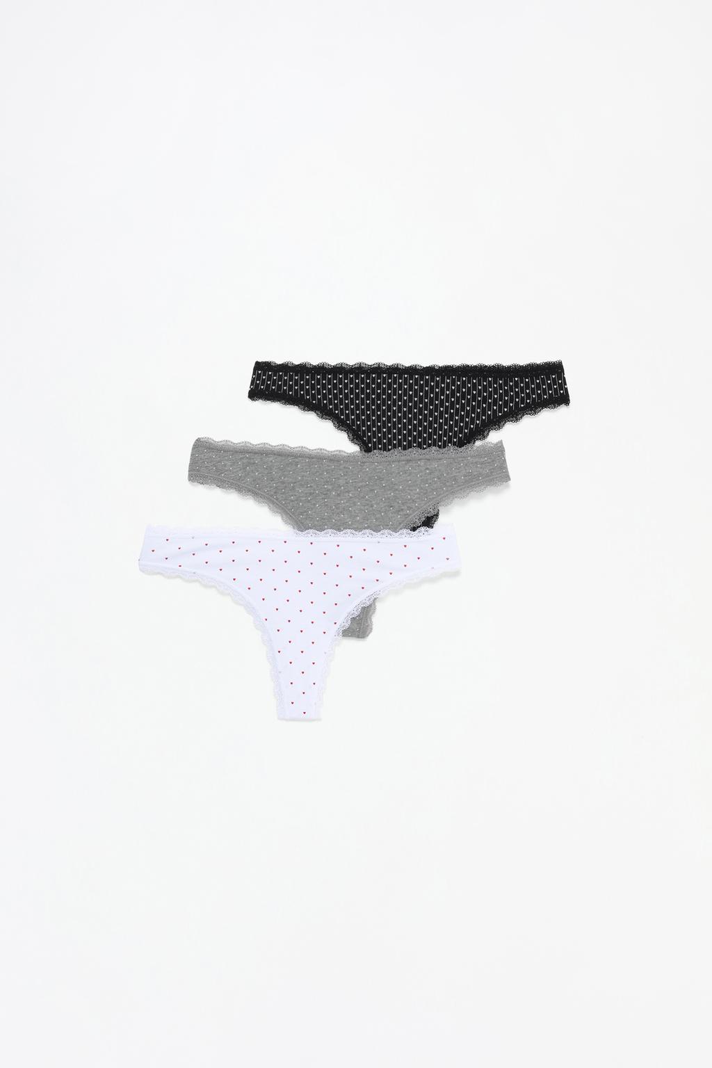 3-pack of Brazilian briefs with lace detail