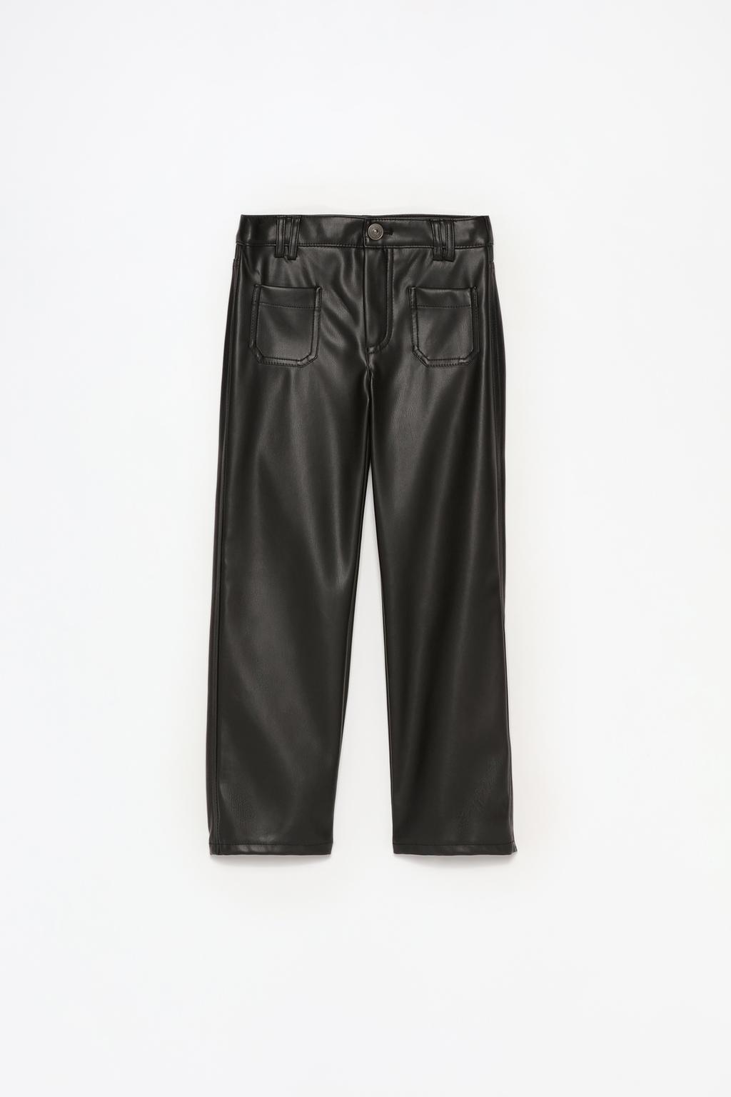 Faux leather straight fit trousers