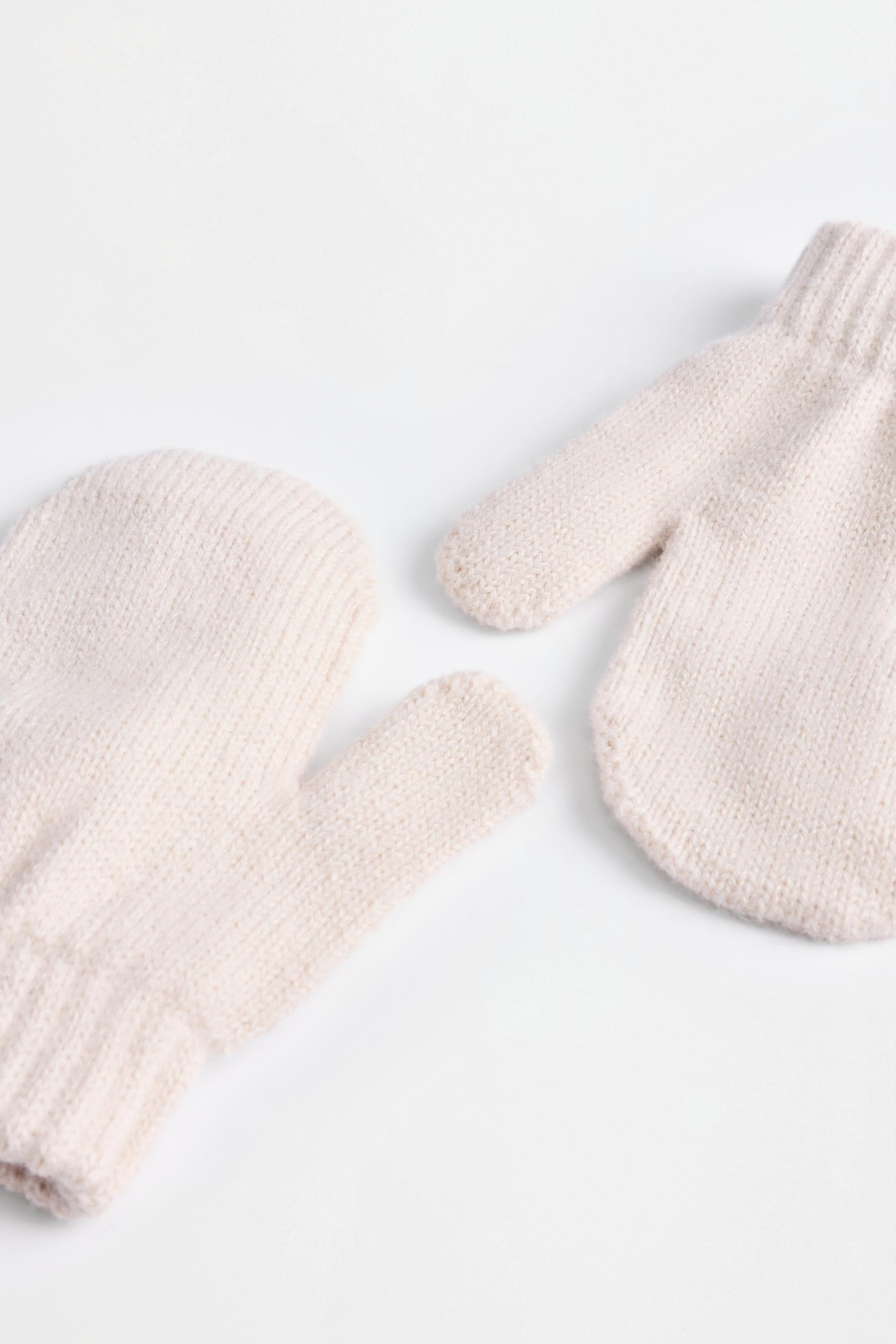 Knit mittens — BEIGE