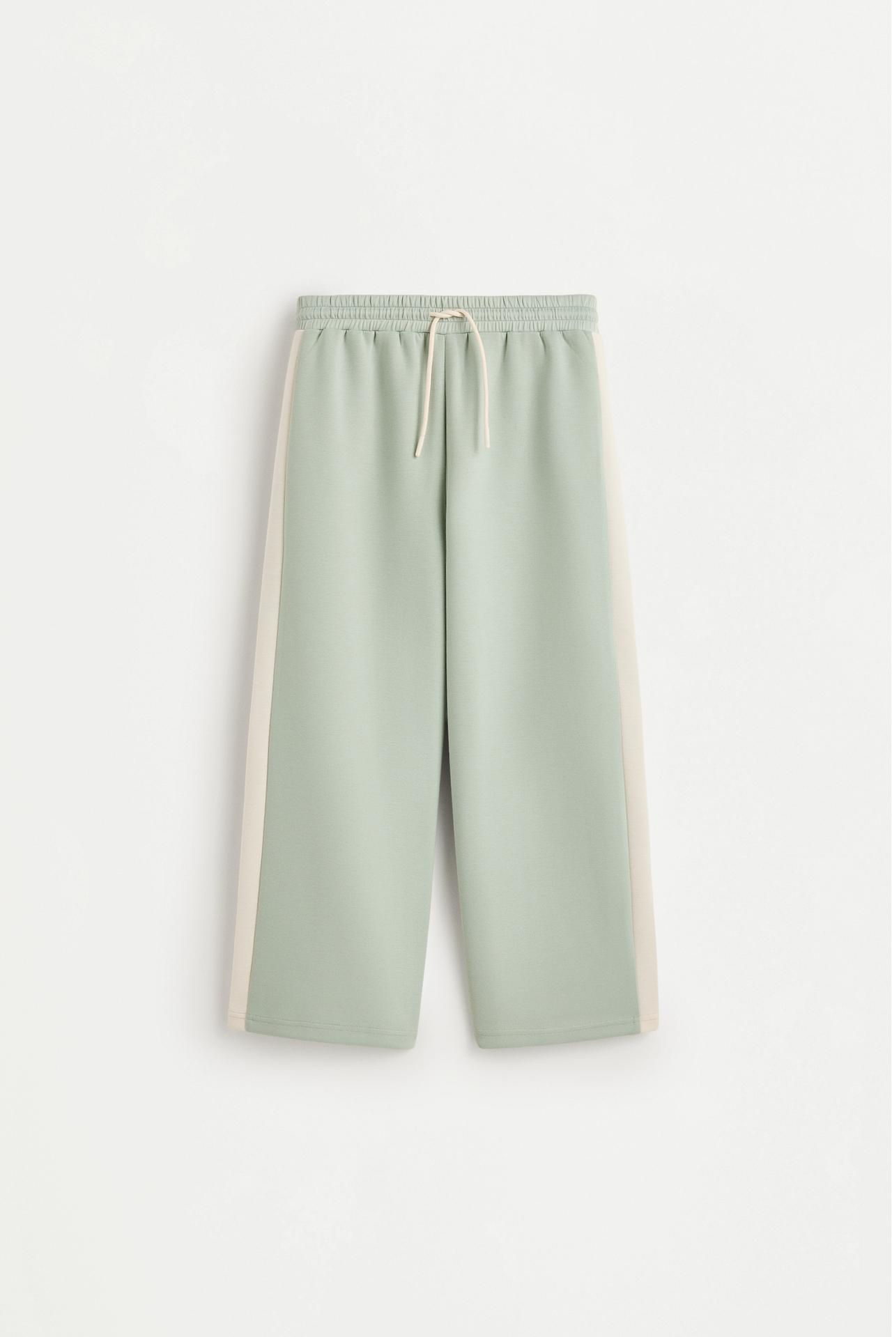 Wide-leg trousers with side stripes — MINT GREEN