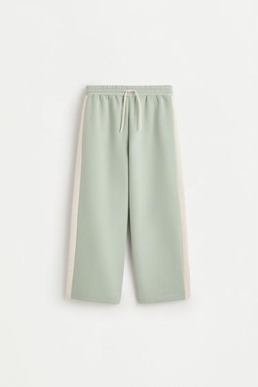 Wide-leg trousers with side stripes — MINT GREEN 1