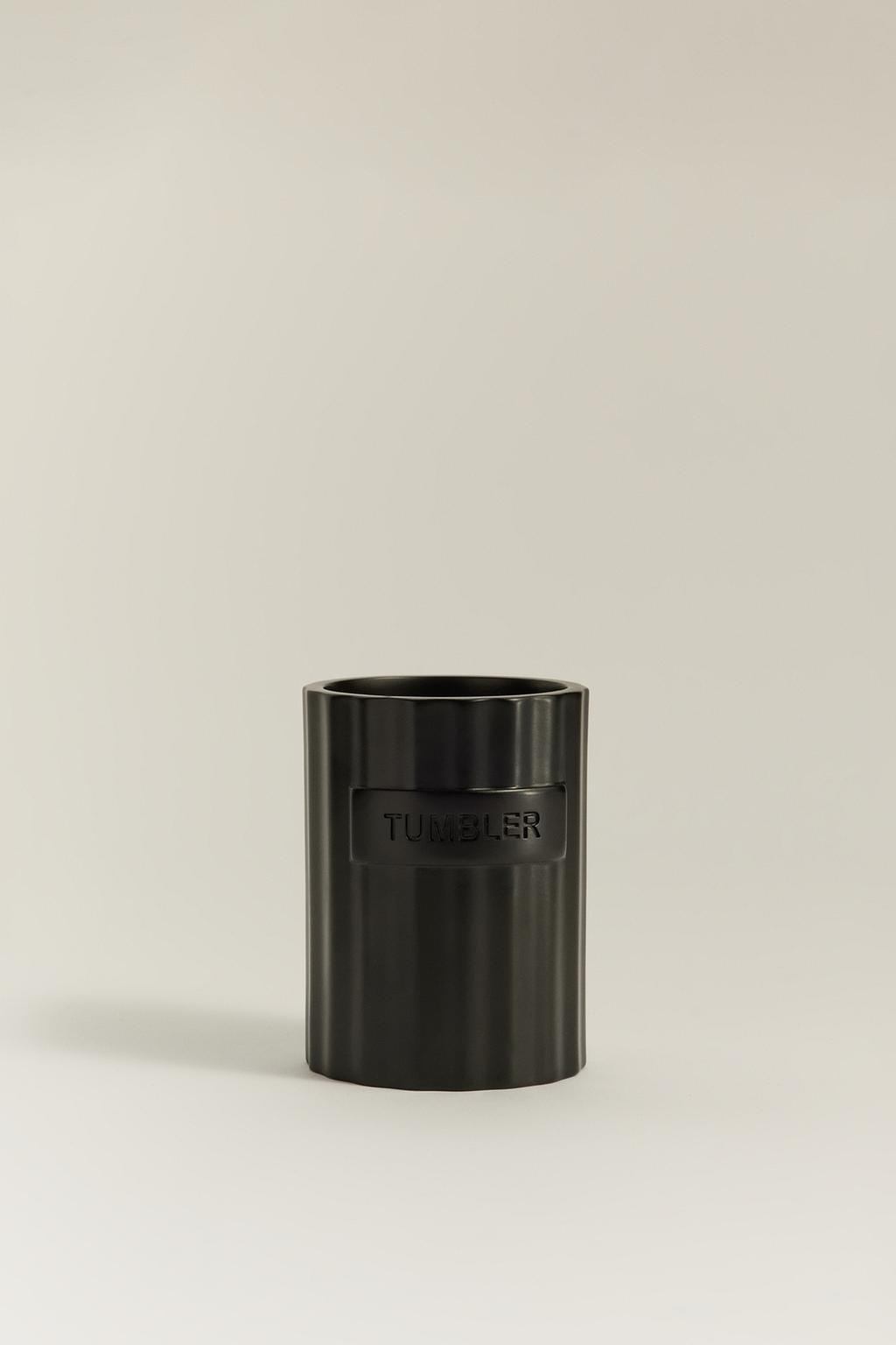 Vaso cepillo resina rayada 11 x Ø8 cm.