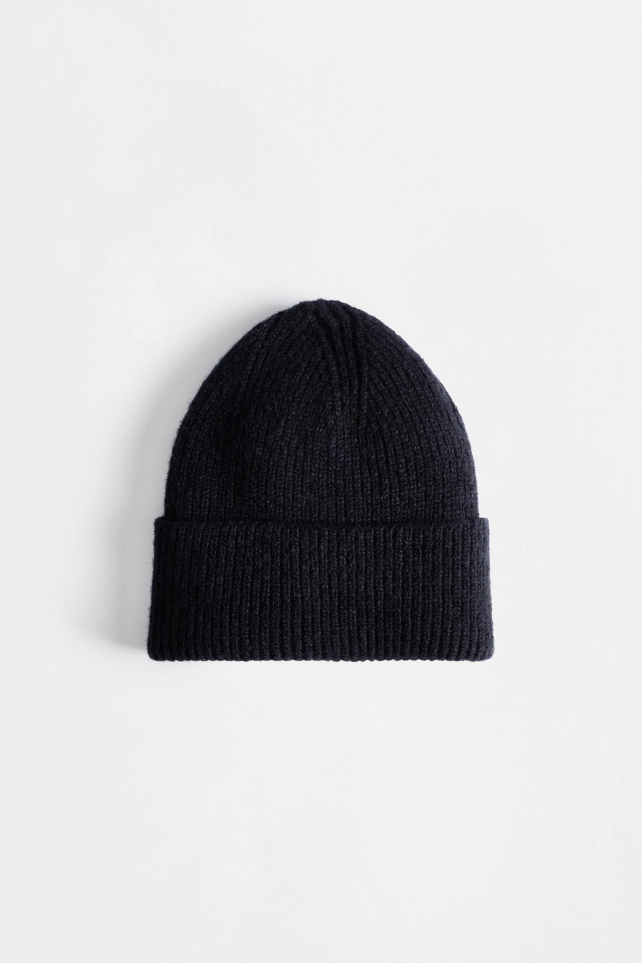 Ribbed knit beanie — BLACK