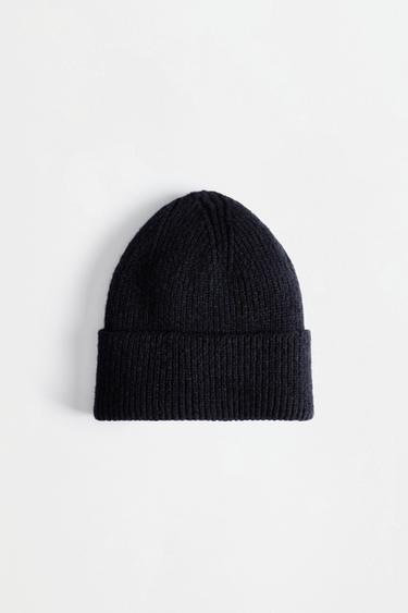 Ribbed knit beanie — BLACK 1
