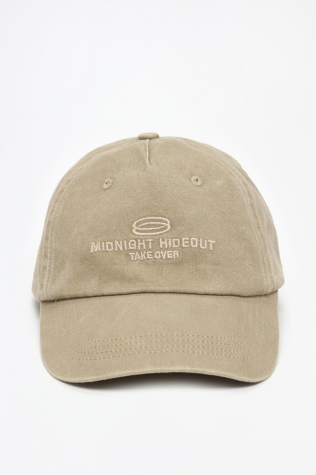 Faded-effect cap with slogan