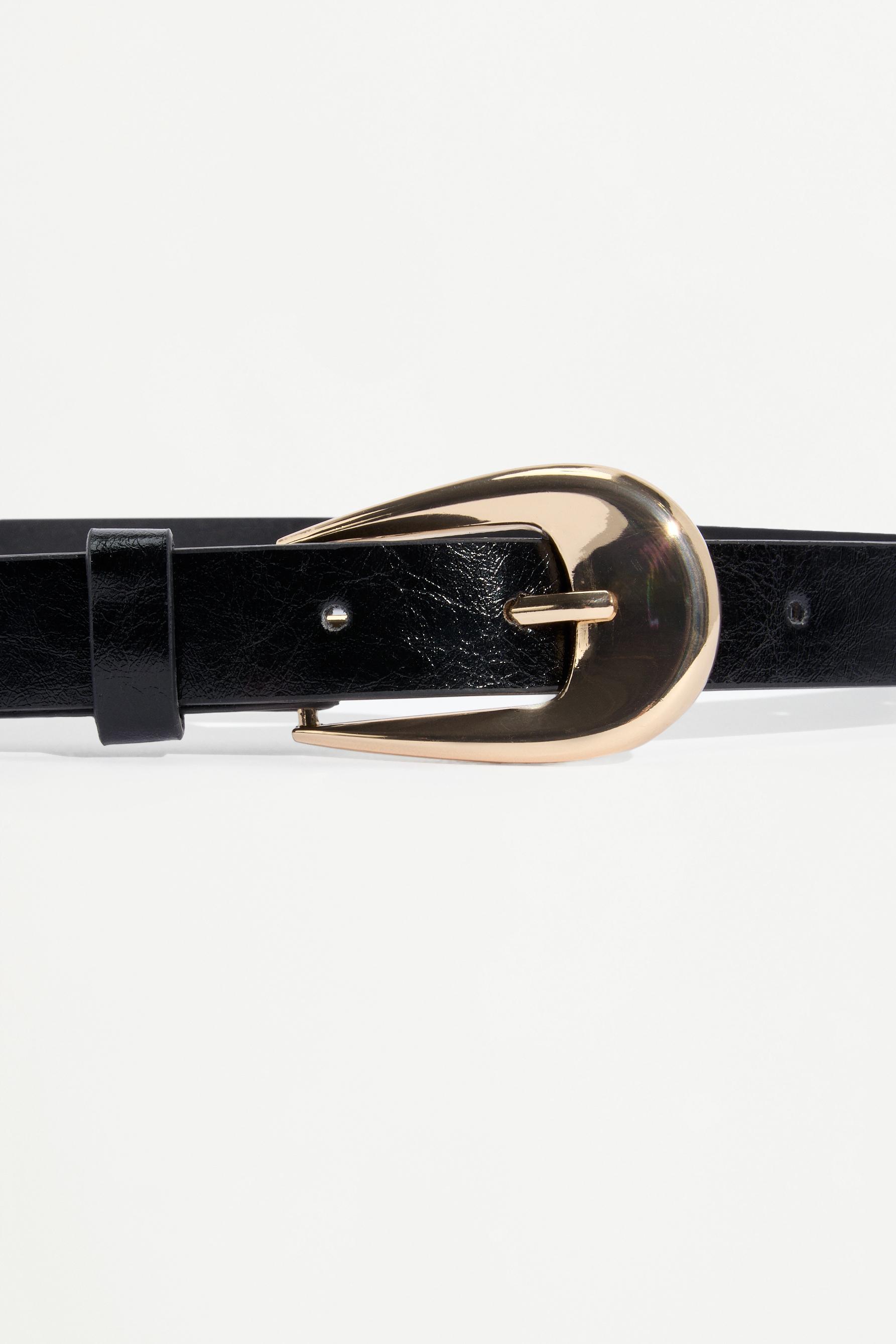 Thin oval buckle belt — BLACK