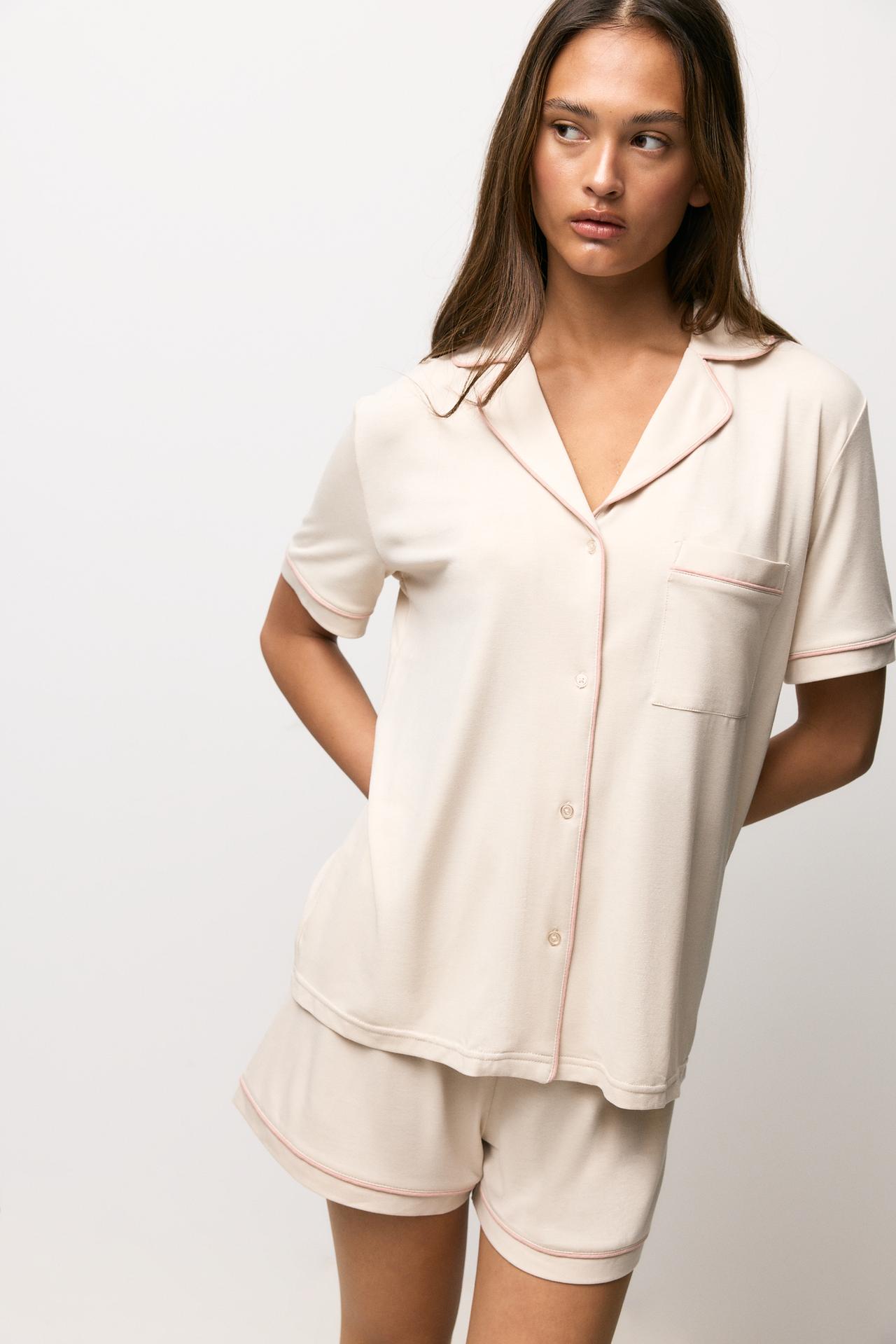 Short shirt-style pyjamas — BEIGE MARL