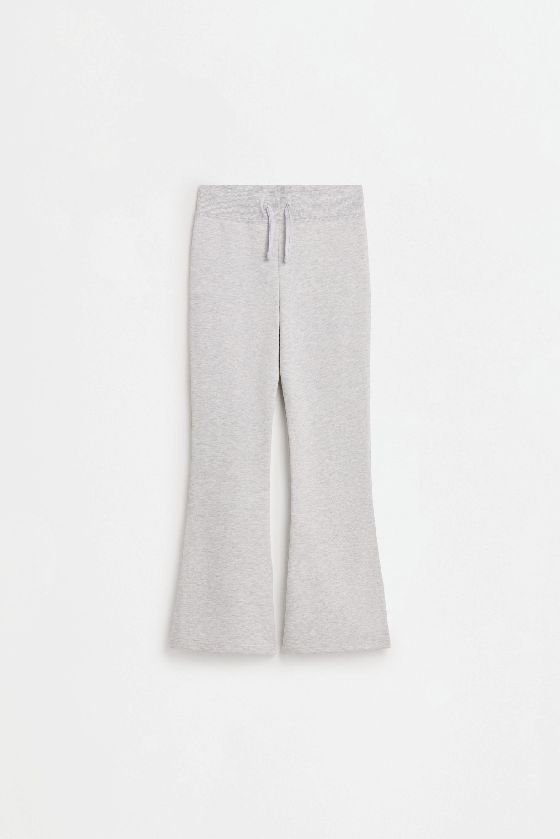 Star print fleece bell bottom leggings — PALE GREY