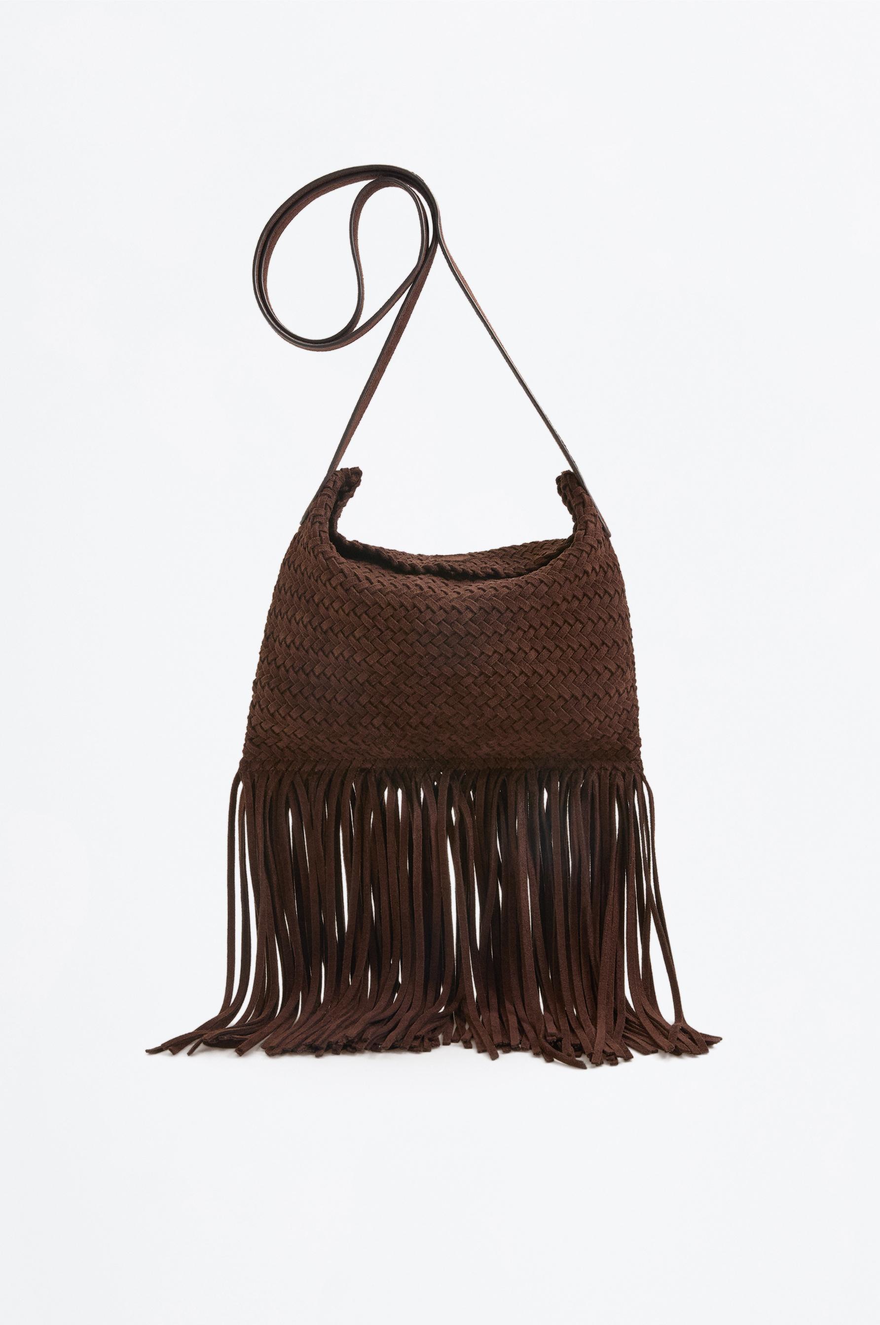 TRENDY FRINGED CROSSBODY BAG — BROWN